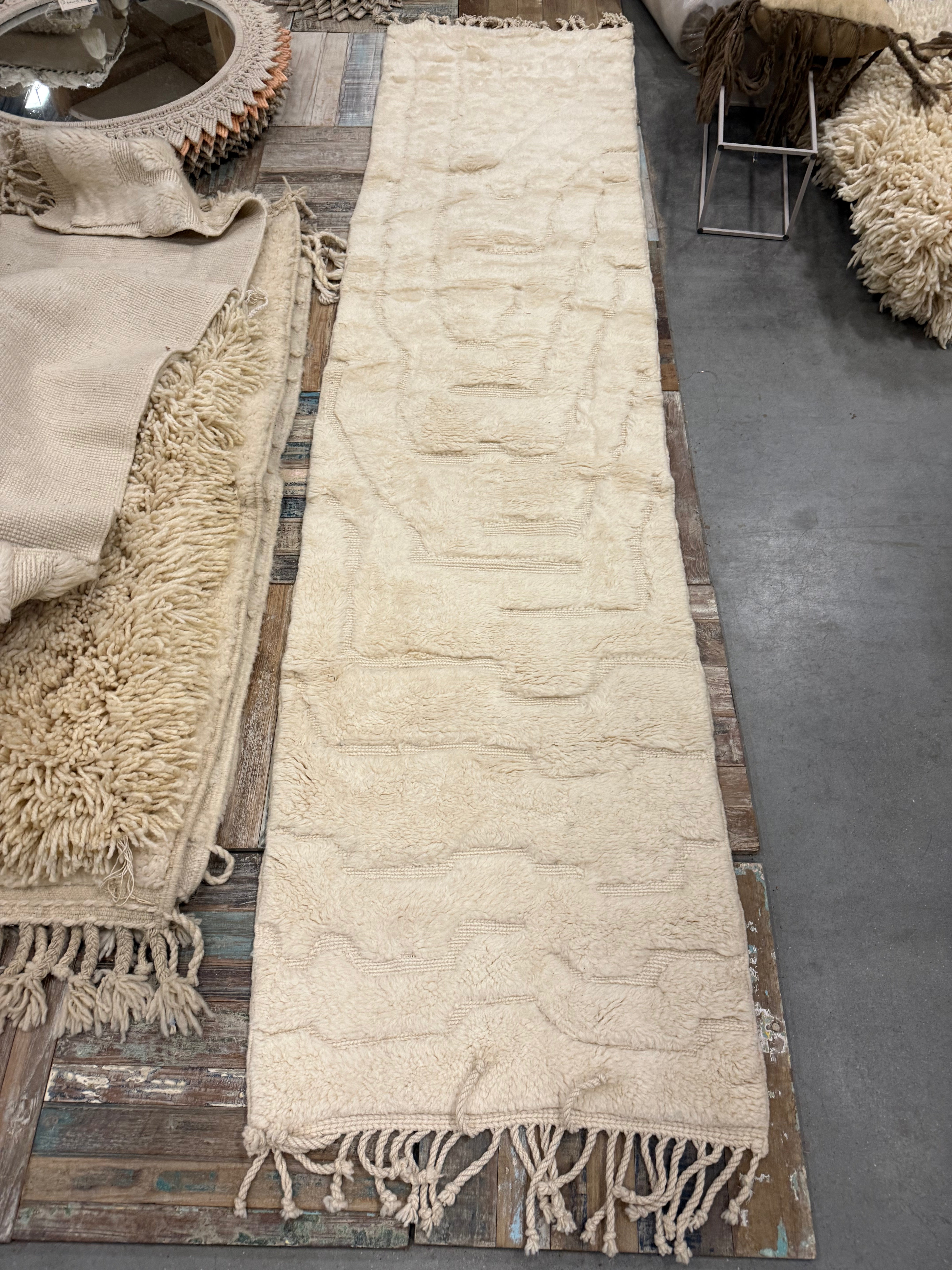 Loper naturel - 100% Wol | 275  x 73 cm - uniek exemplaar