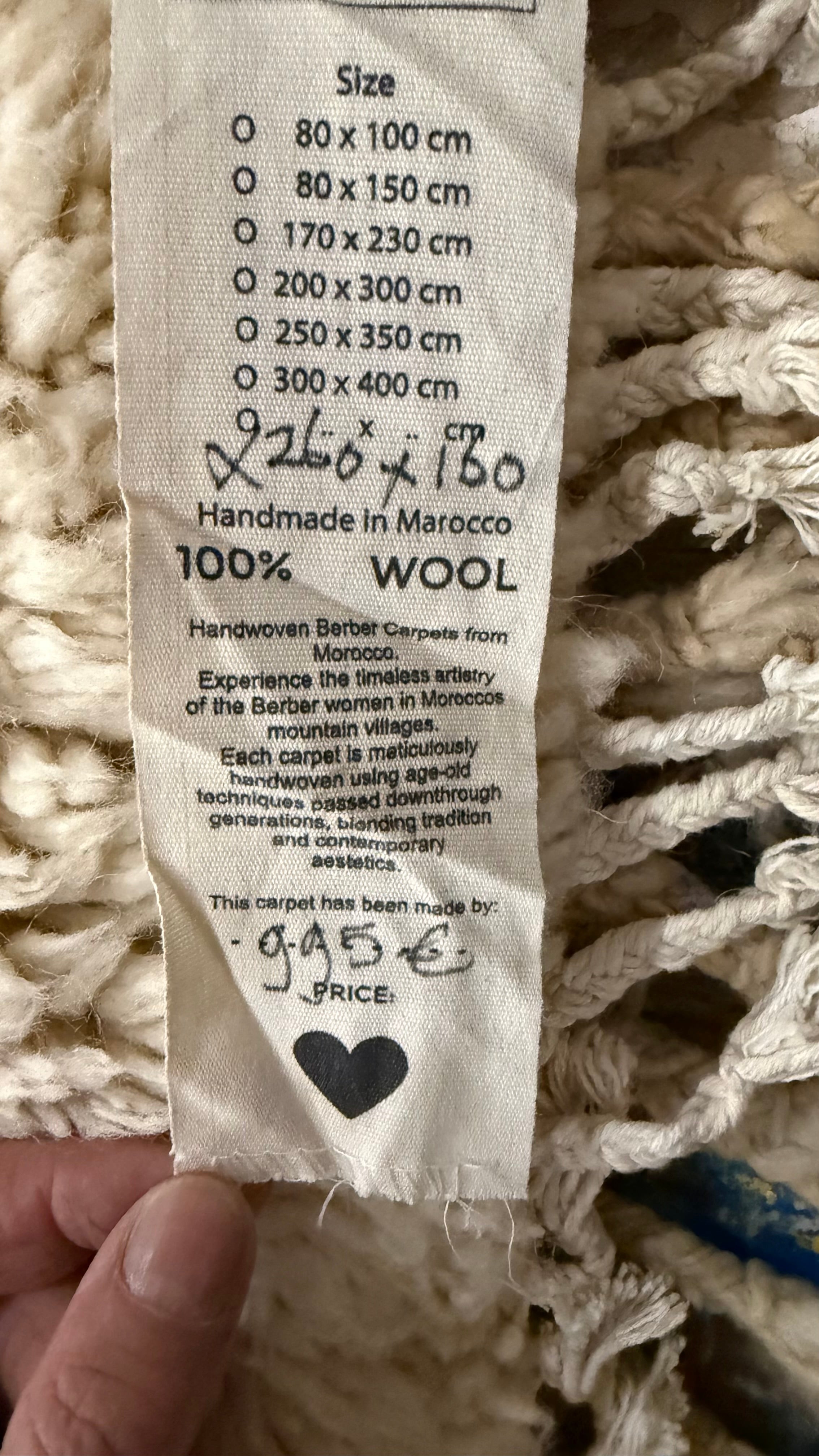 Kleed naturel en pink - 100% Wol | 260  x 160 cm - uniek exemplaar