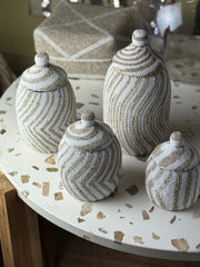 Set van 4 - houten sier vazen met kralenwerk
