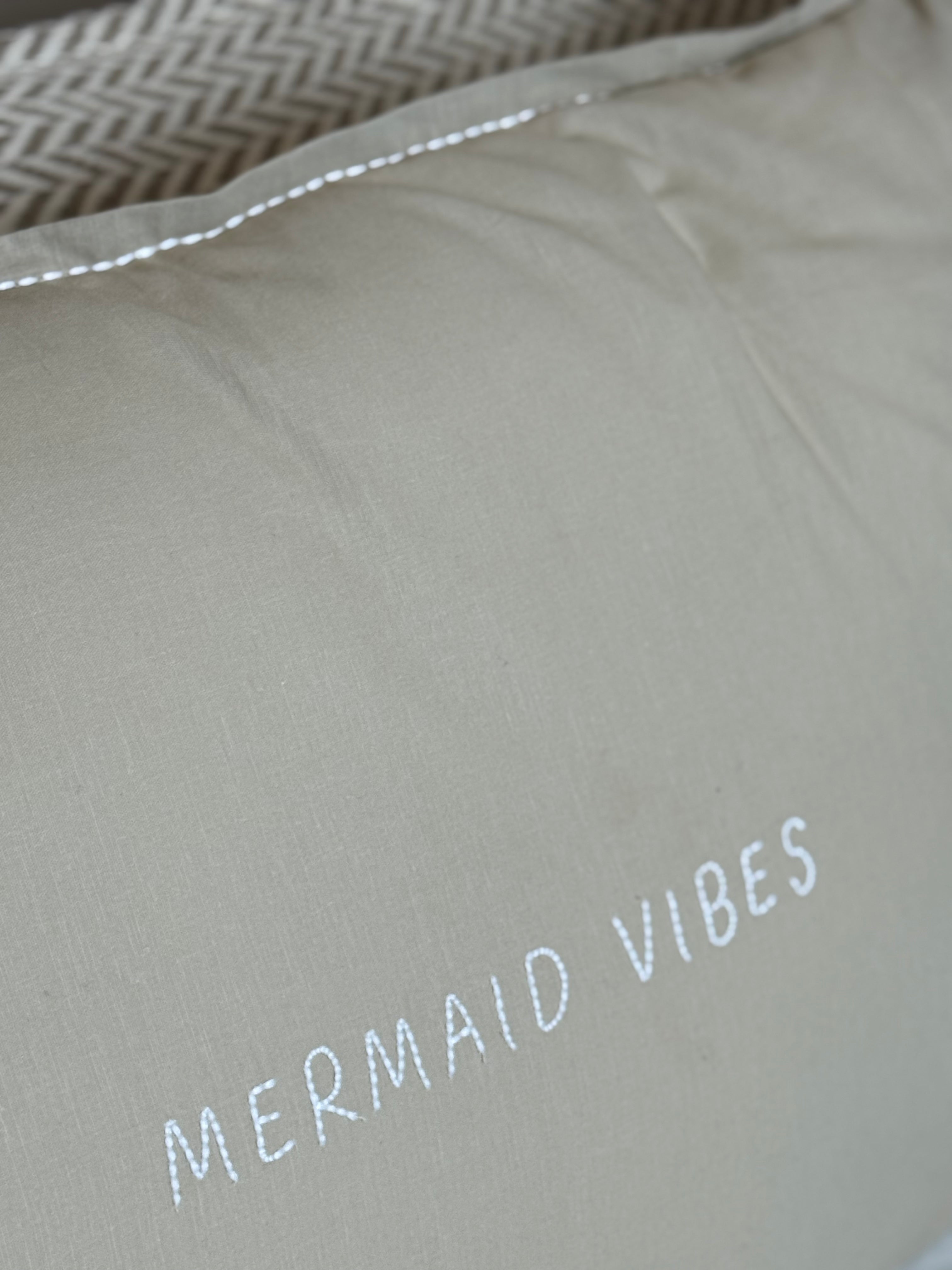 Linnen kussen + binnenkussen | Mermaid Vibes | Naturel