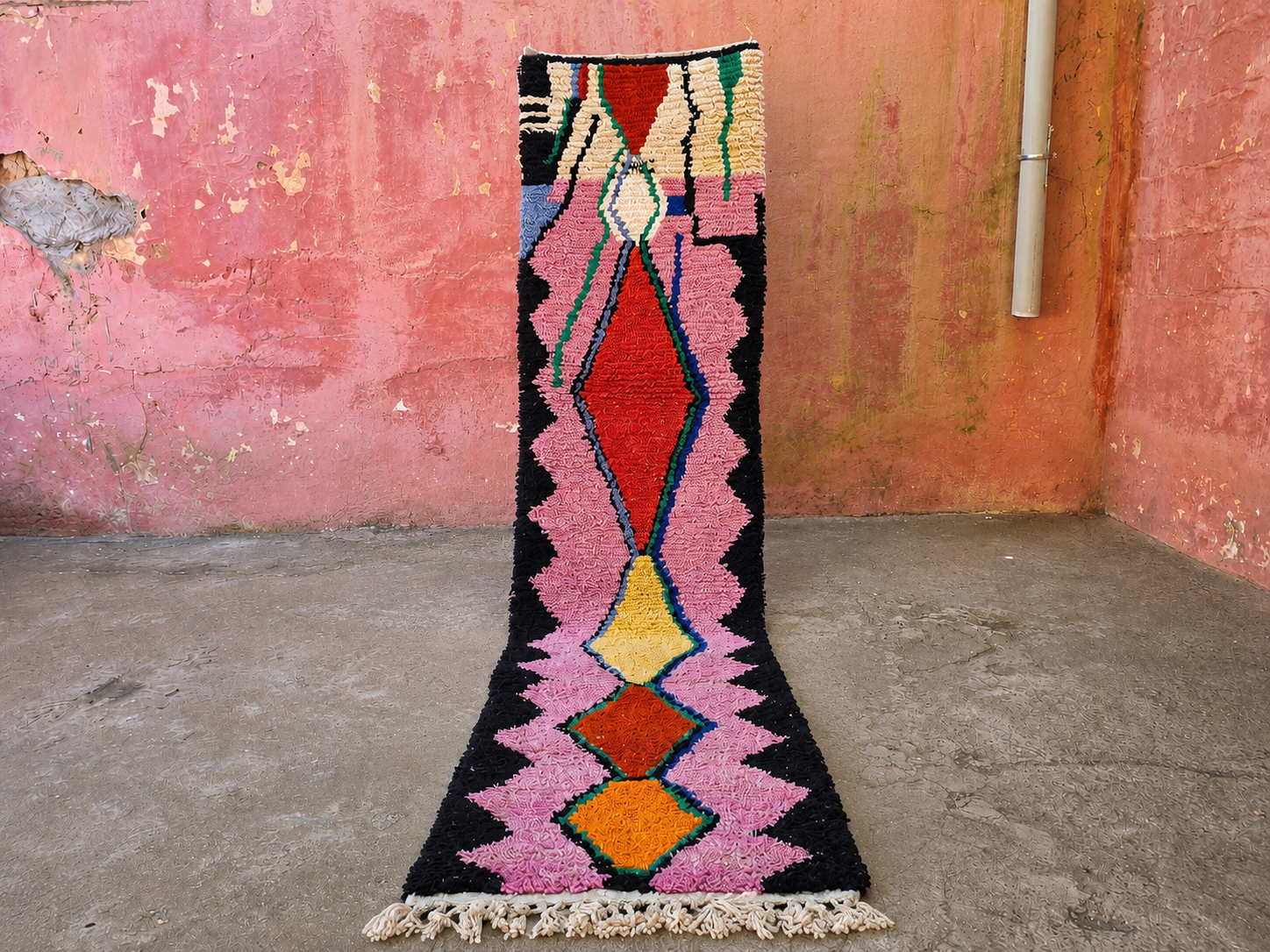 Loper multi colour - 100% Wool | 363 cm x 82 cm- uniek exemplaar