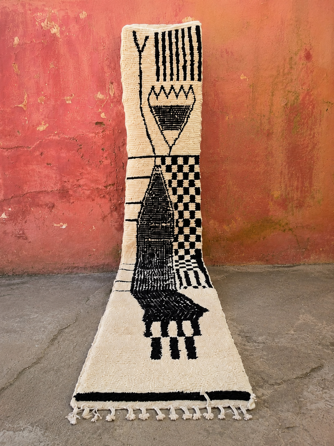 Loper multi colour - 100% Wool |  400 cm x 67 cm- uniek exemplaar