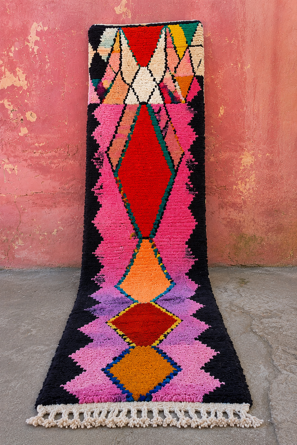 Loper multi colour - 100% Wool |  363 cm x 82 cm- uniek exemplaar