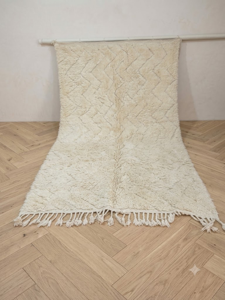 Naturel gebroken wit wollen tapijt 243 x 150 cm, uniek exemplaar