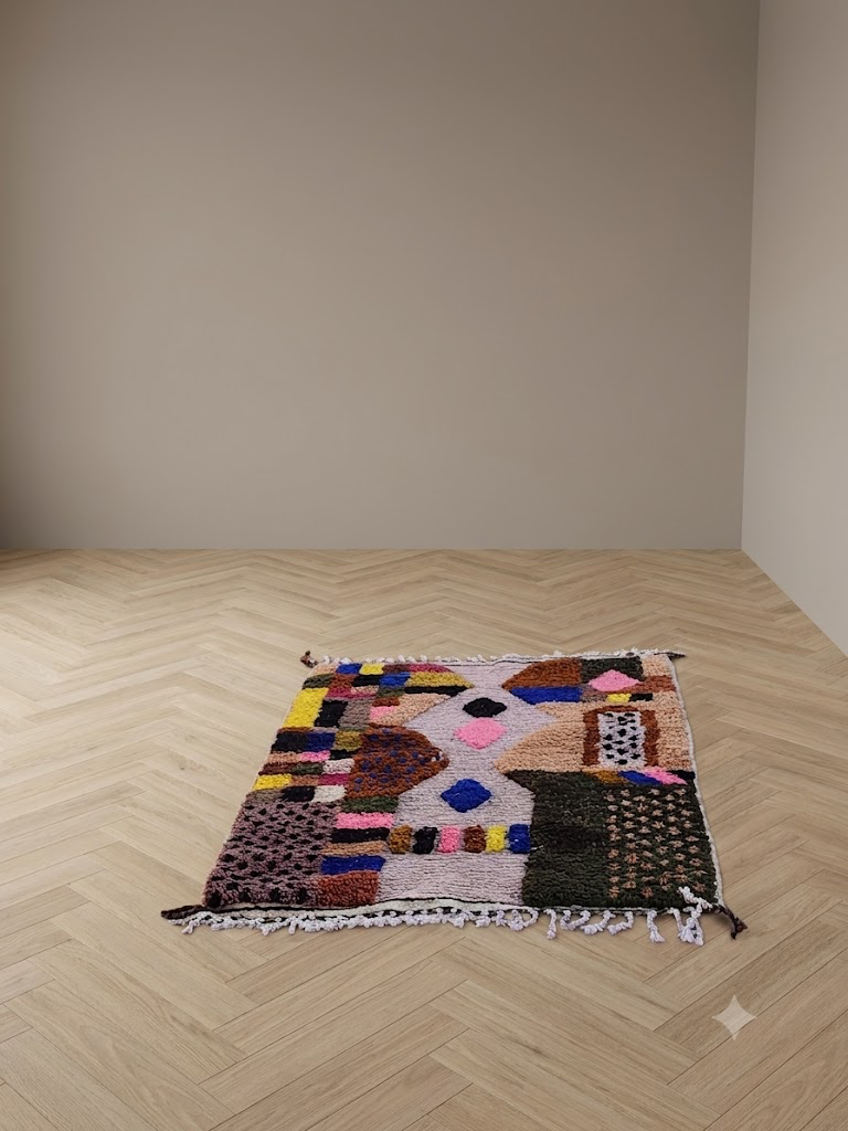 Tapijt 150 x 100 centimeter echt berber 100% wol uniek exemplaar, handgeknoopt