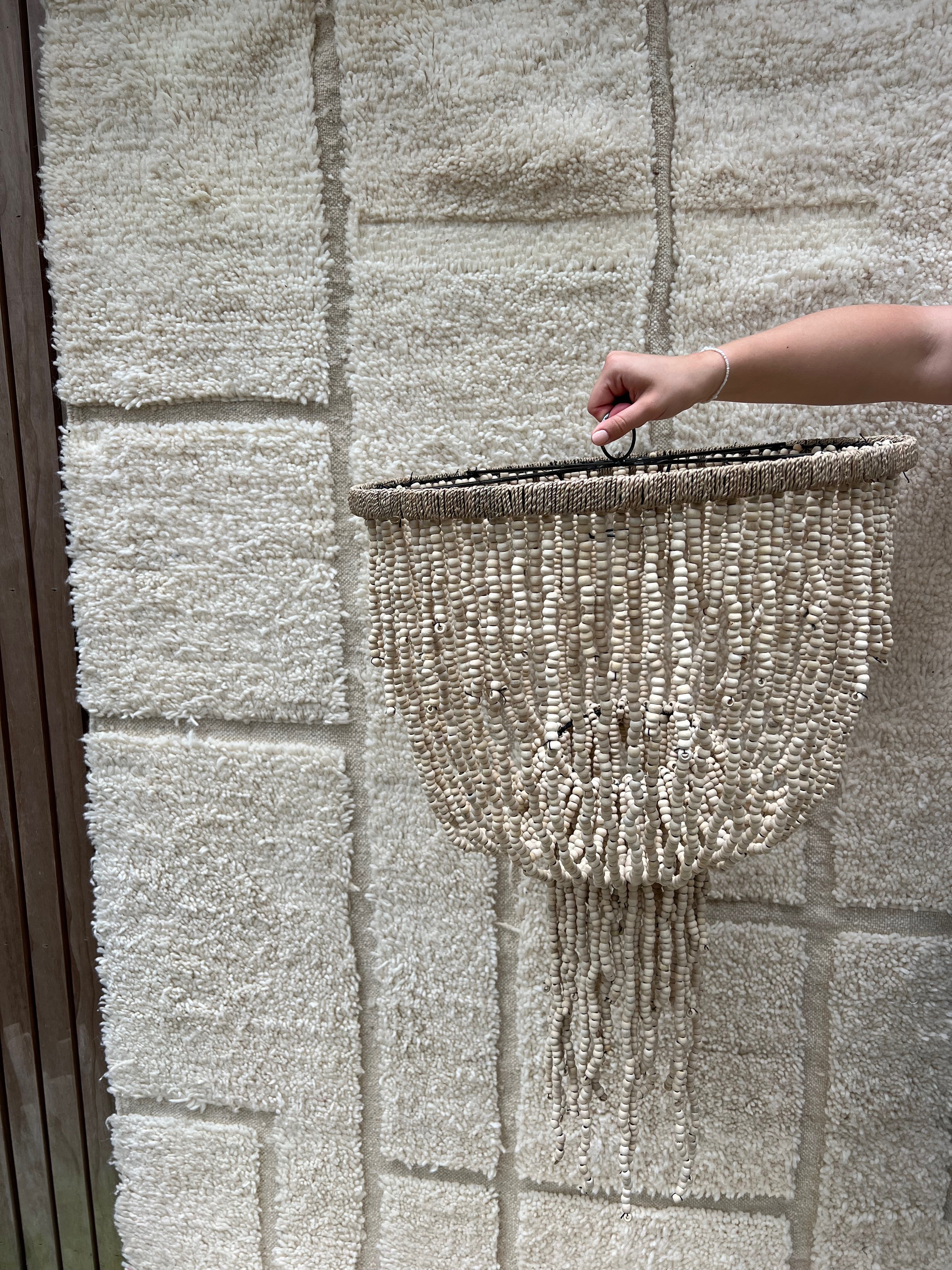Beaded Hanging Lamp - Natural | Wood