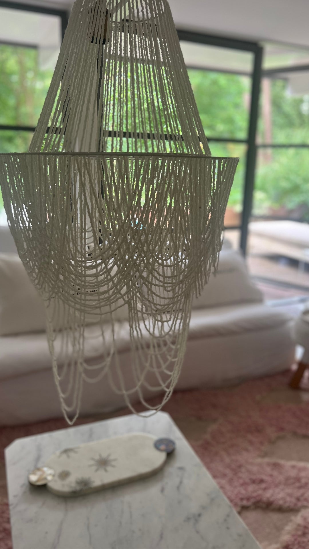 Beaded Hanging Lamp - White