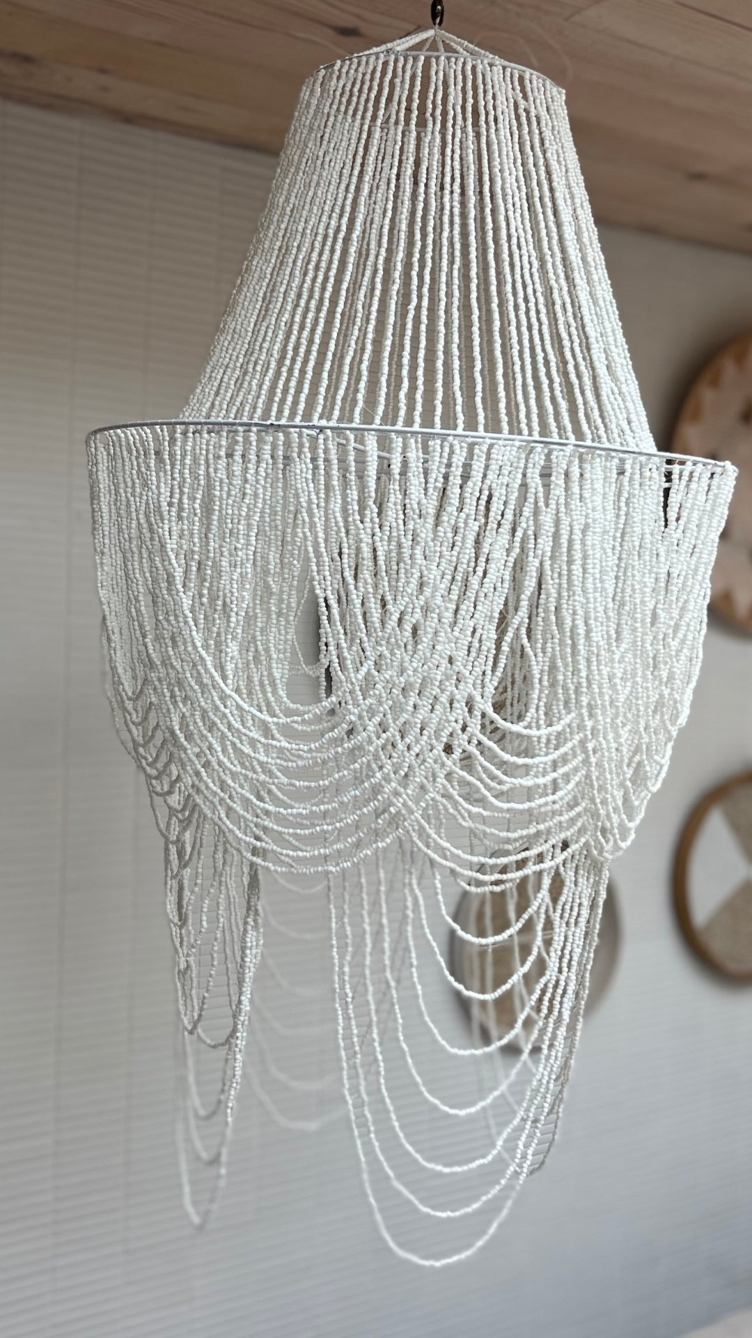 Beaded Hanging Lamp - White