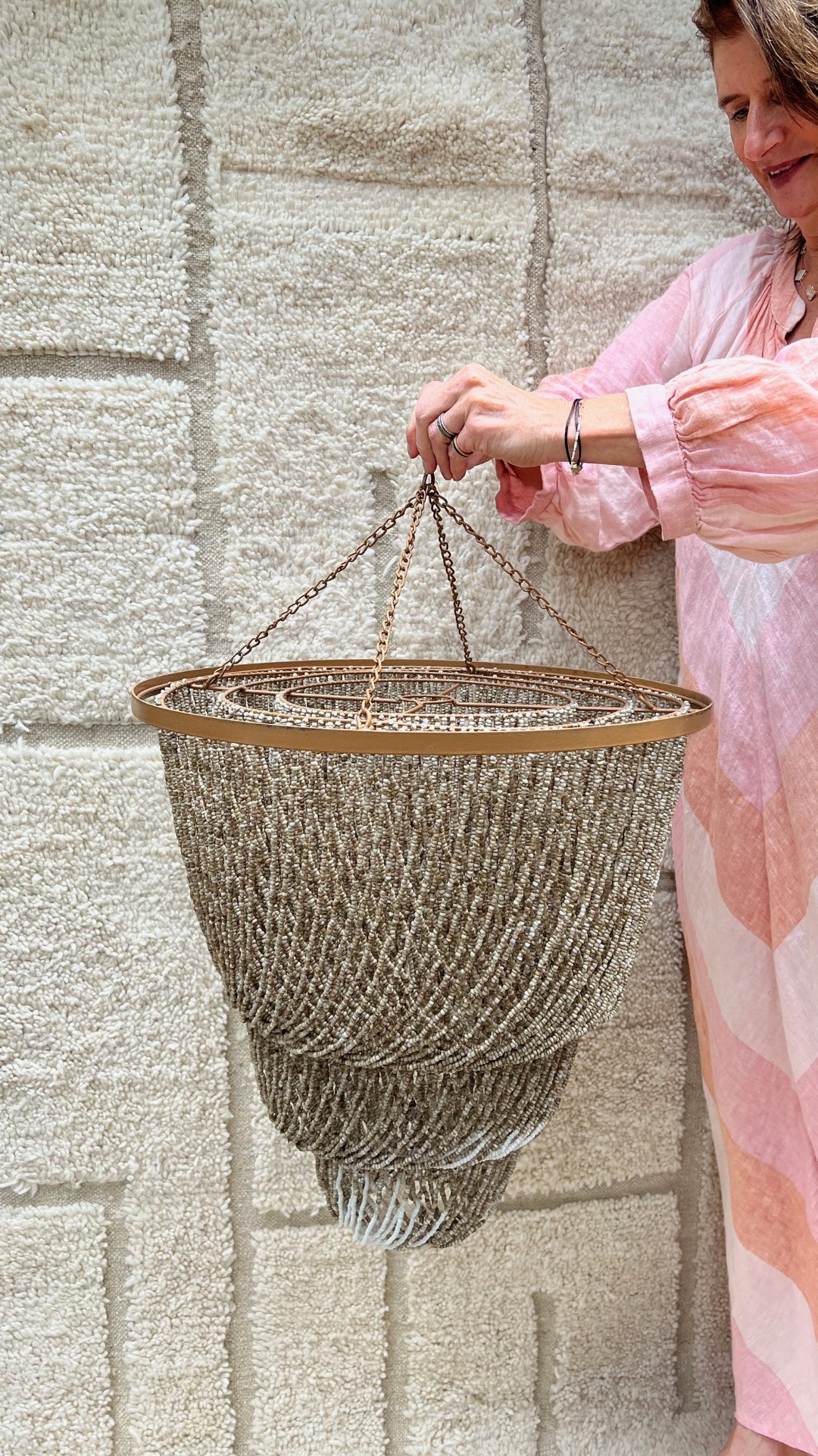 Beaded Hanging Lamp - Natural