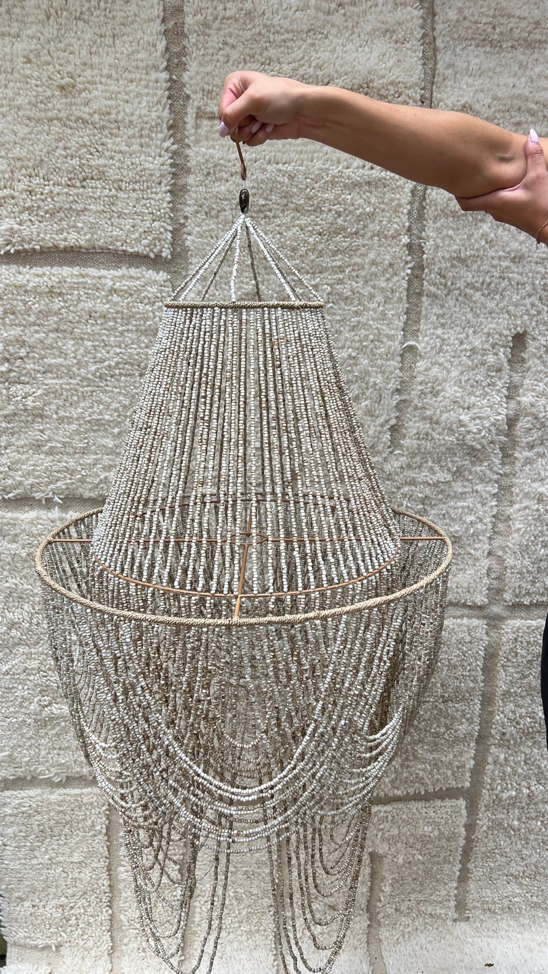 Beaded Hanging Lamp - Natural