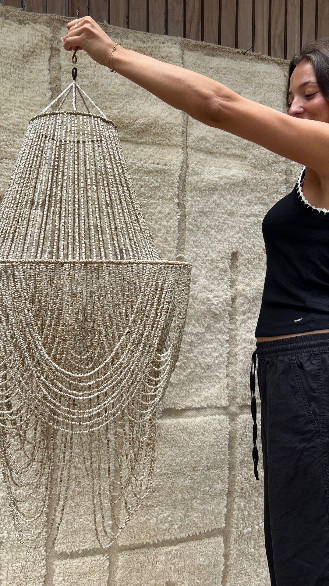 Beaded Hanging Lamp - Natural