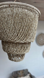Boho Kralen Hanglamp | Handgemaakt Statement Piece 80 × 50 cm - Naturel.
