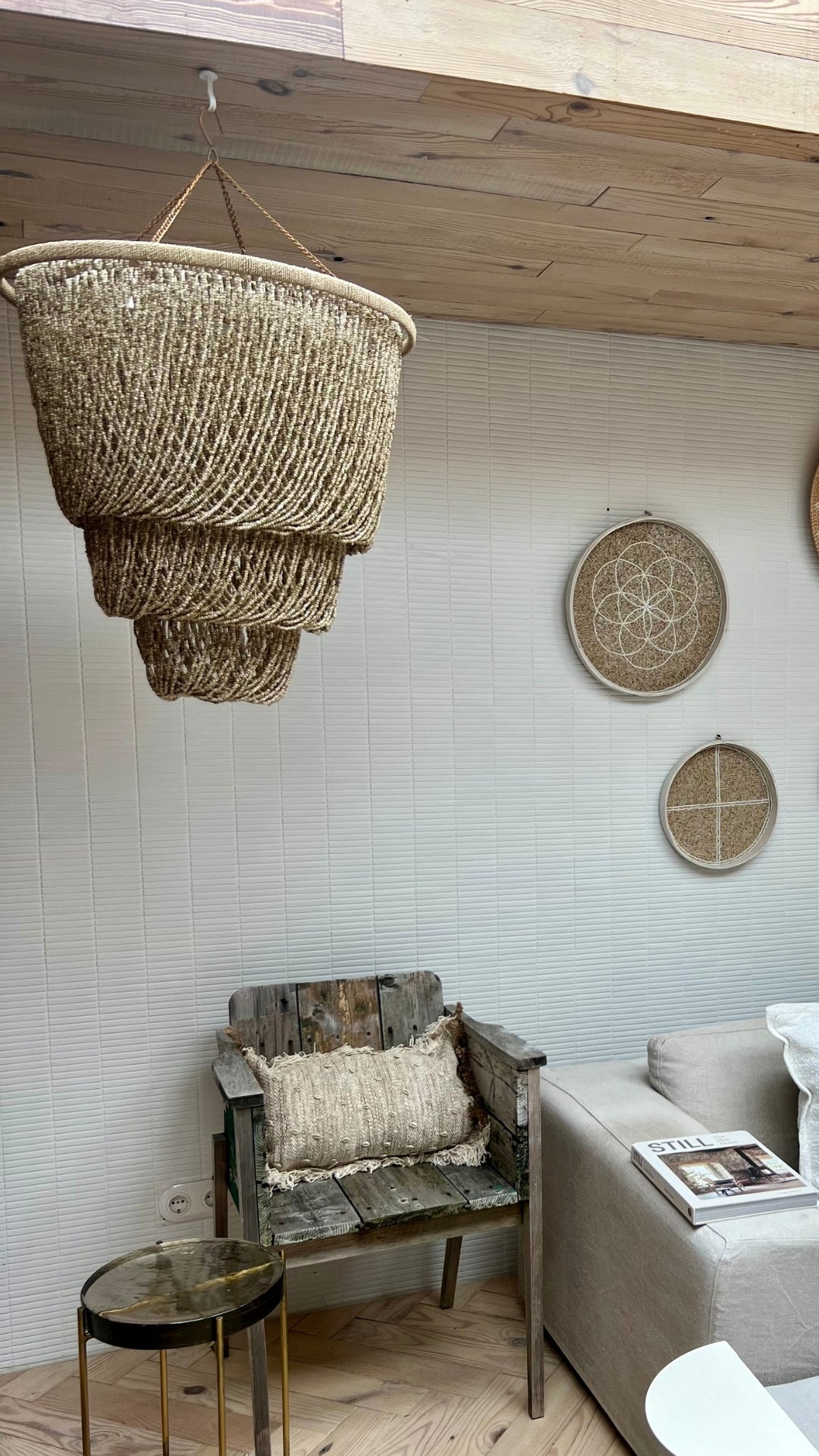 Beaded Hanging Lamp - Natural