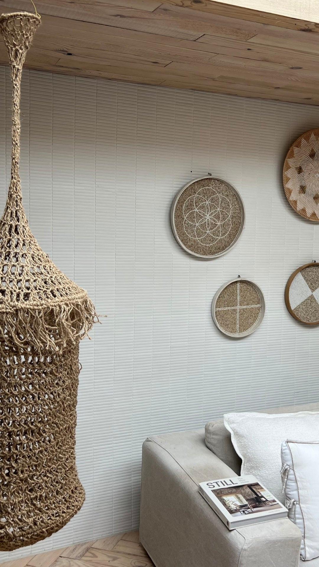 Handgemaakte Gehaakte Hangende Sculptuur van Jute – 150 cm.