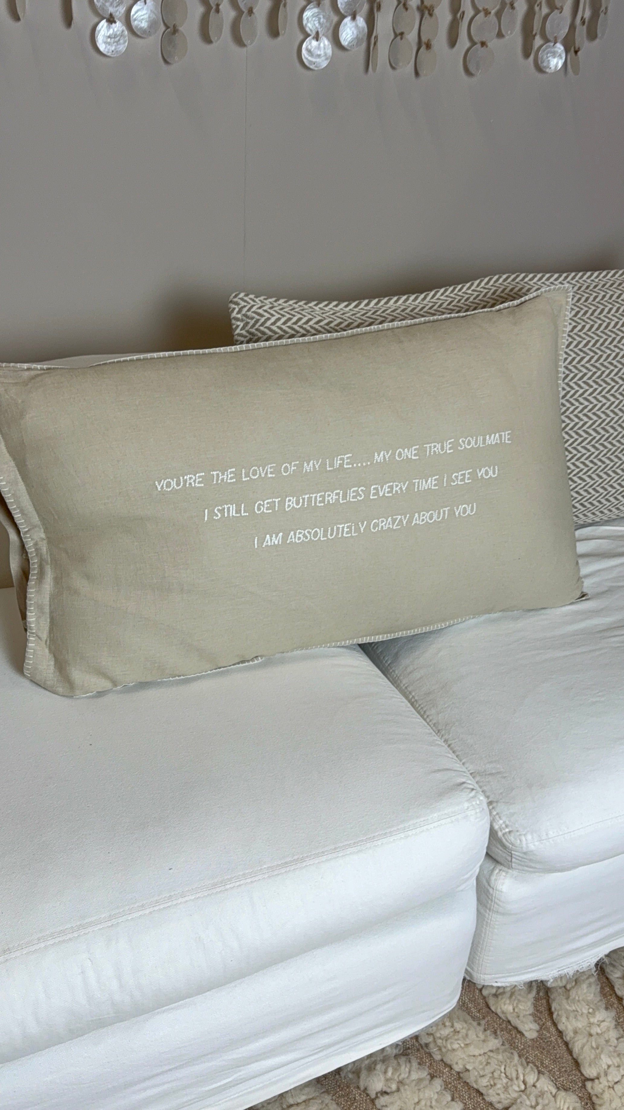 Linnen kussen + binnenkussen | Love Of My Life | Naturel