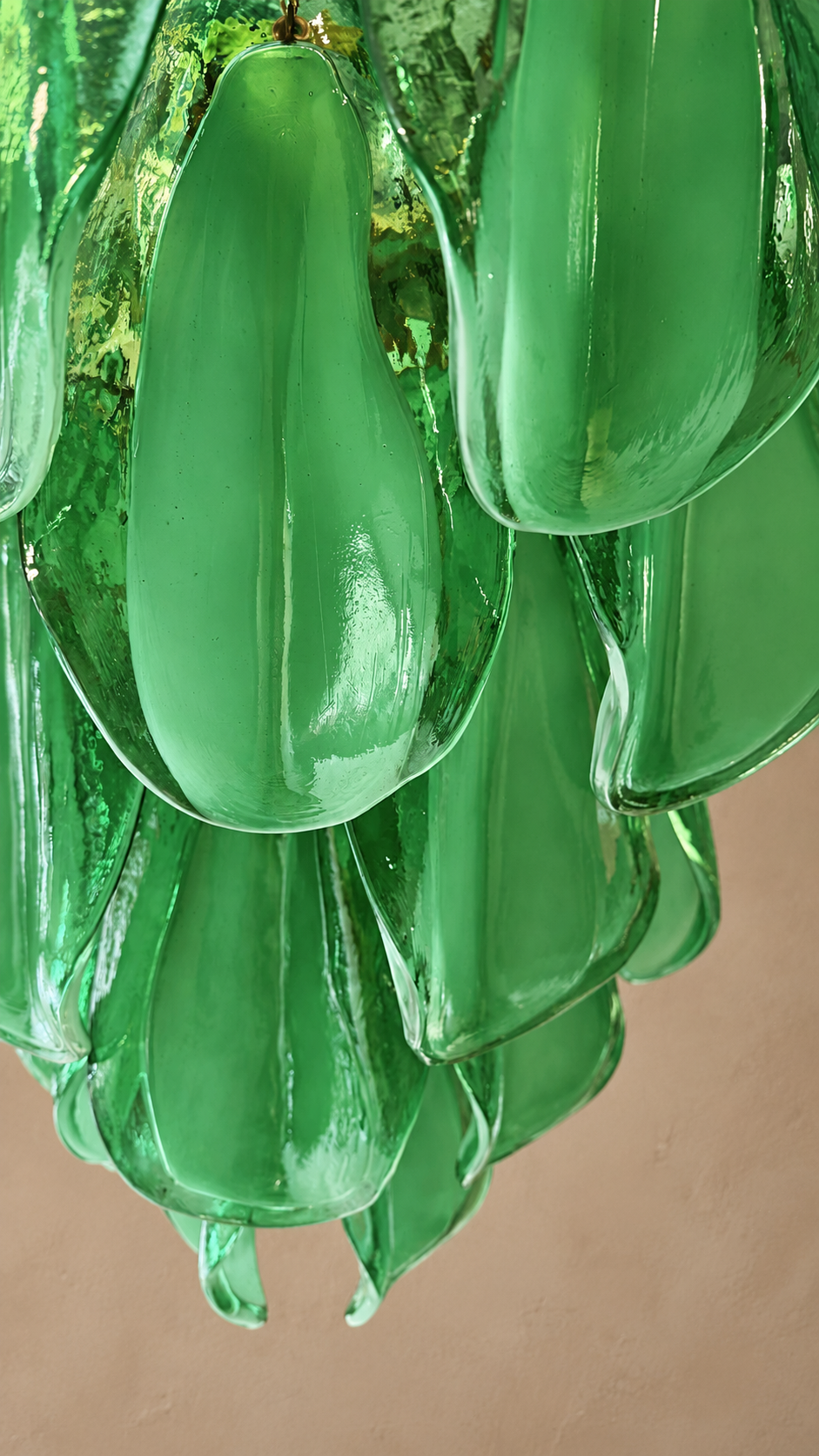 Groen glas · Murano Handgeblazen Glazen Hanglamp · Roze · 55 x 55 cm