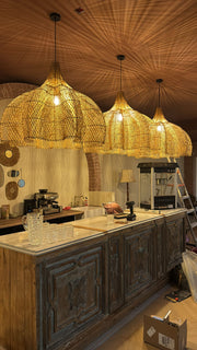 XL Handcrafted Rattan Lamp - Flower | Natural | 120 cm