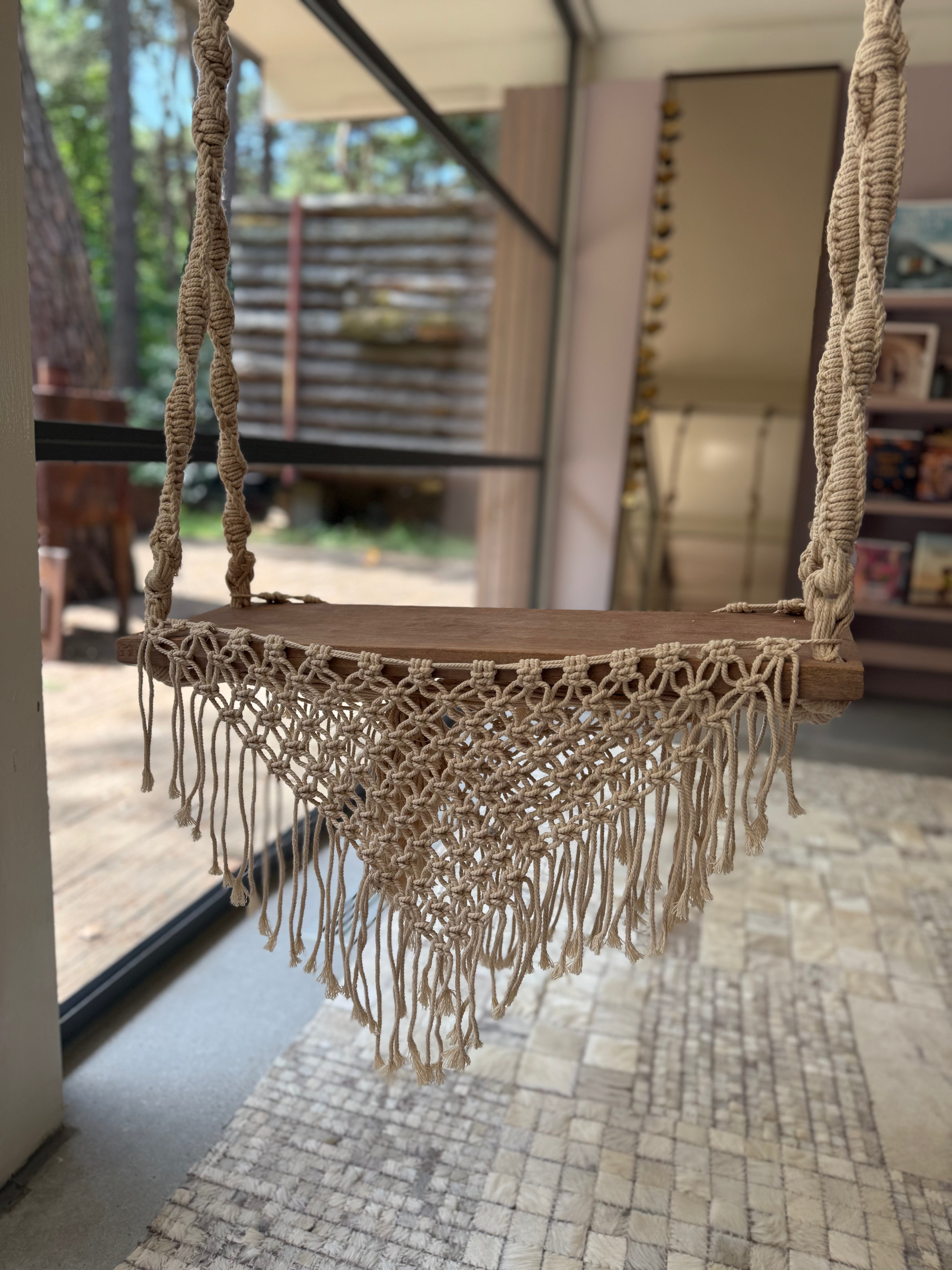 Swing with crochetwork