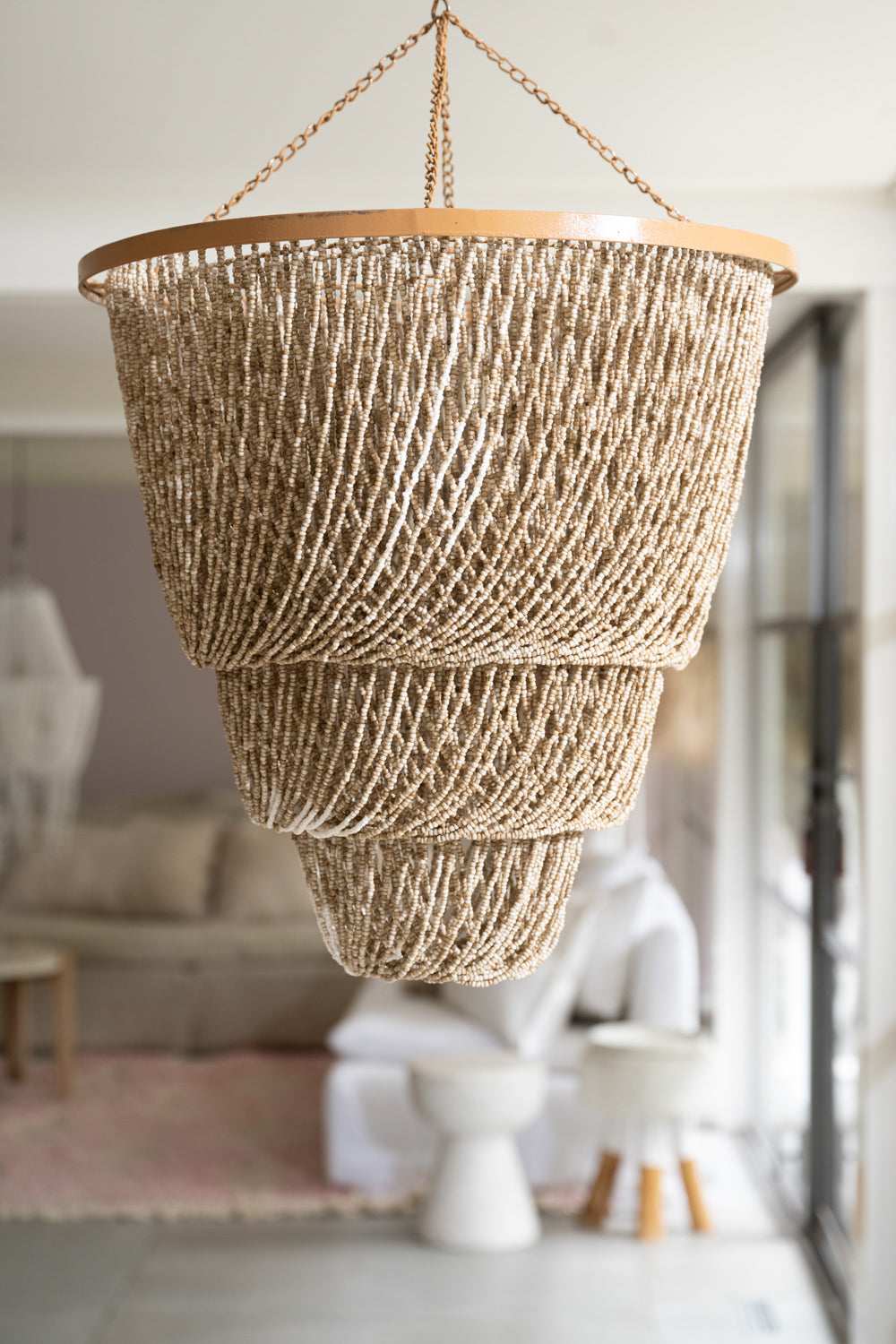 Beaded Hanging Lamp - Natural