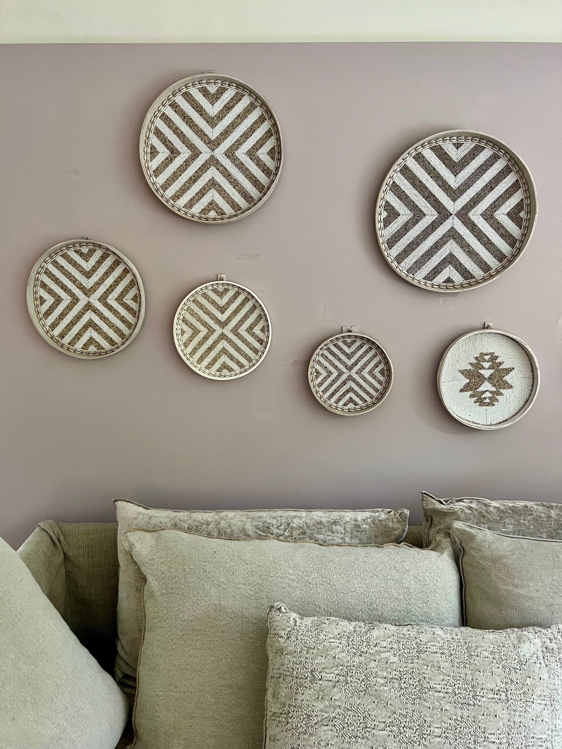 Fully Beaded Fairtrade Wall Basket (45 cm) - Handcrafted Decor | Mandala Stencils