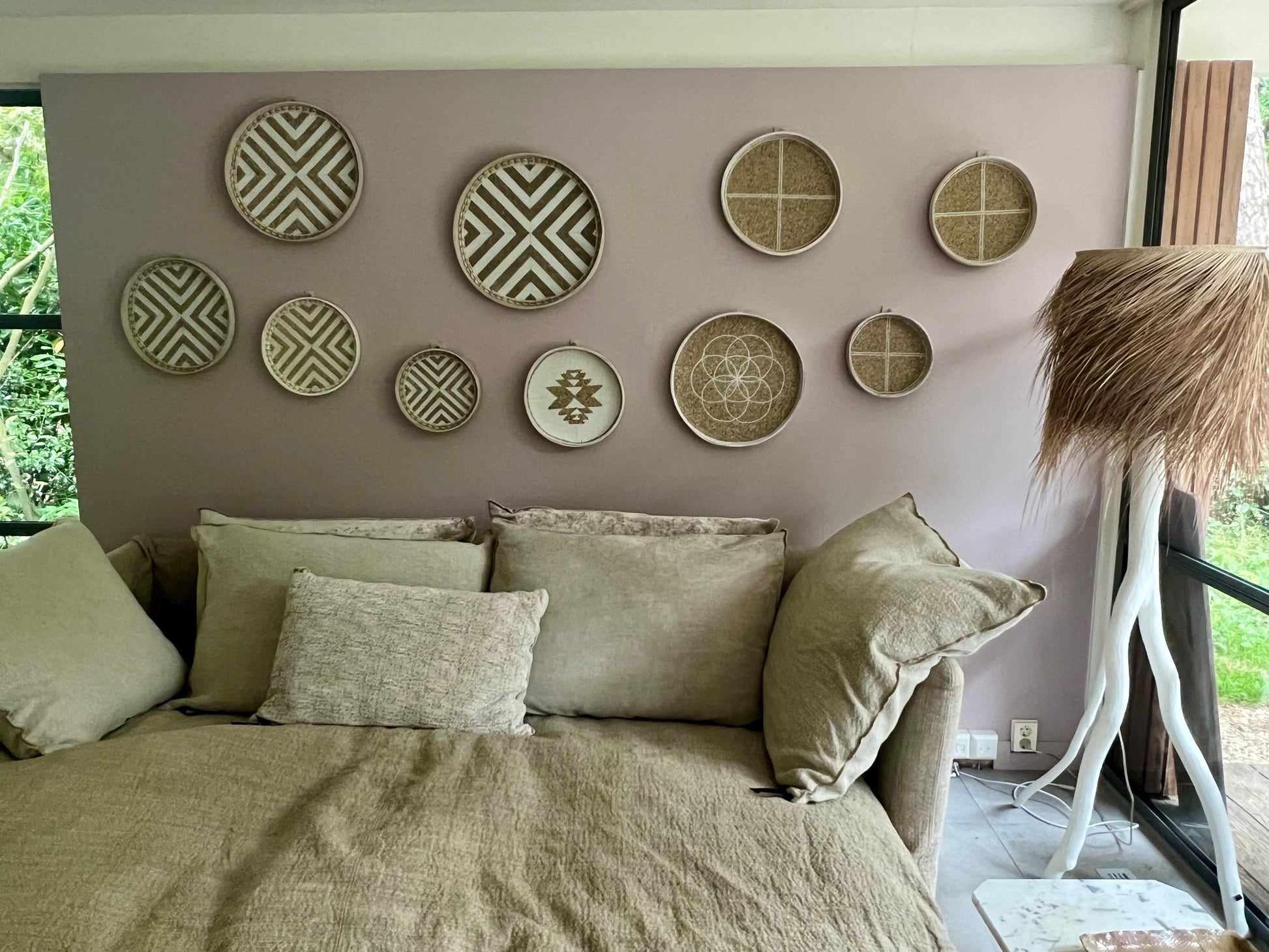 Fully Beaded Fairtrade Wall Basket (40 cm) - Unique Artisan Decor | Mandala Stencils