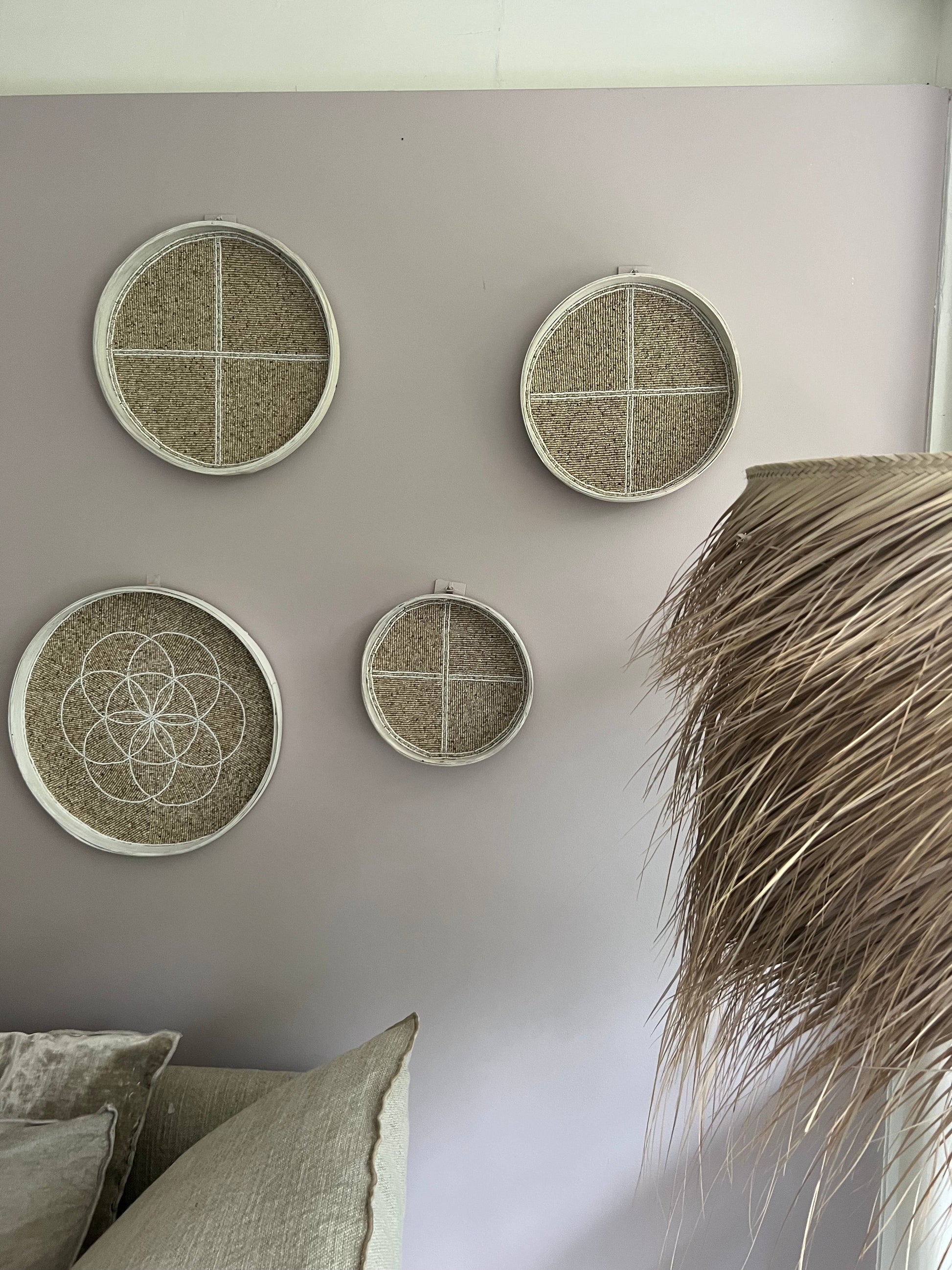 Fully Beaded Fairtrade Wall Basket (45 cm) - Handcrafted Decor | Mandala Stencils