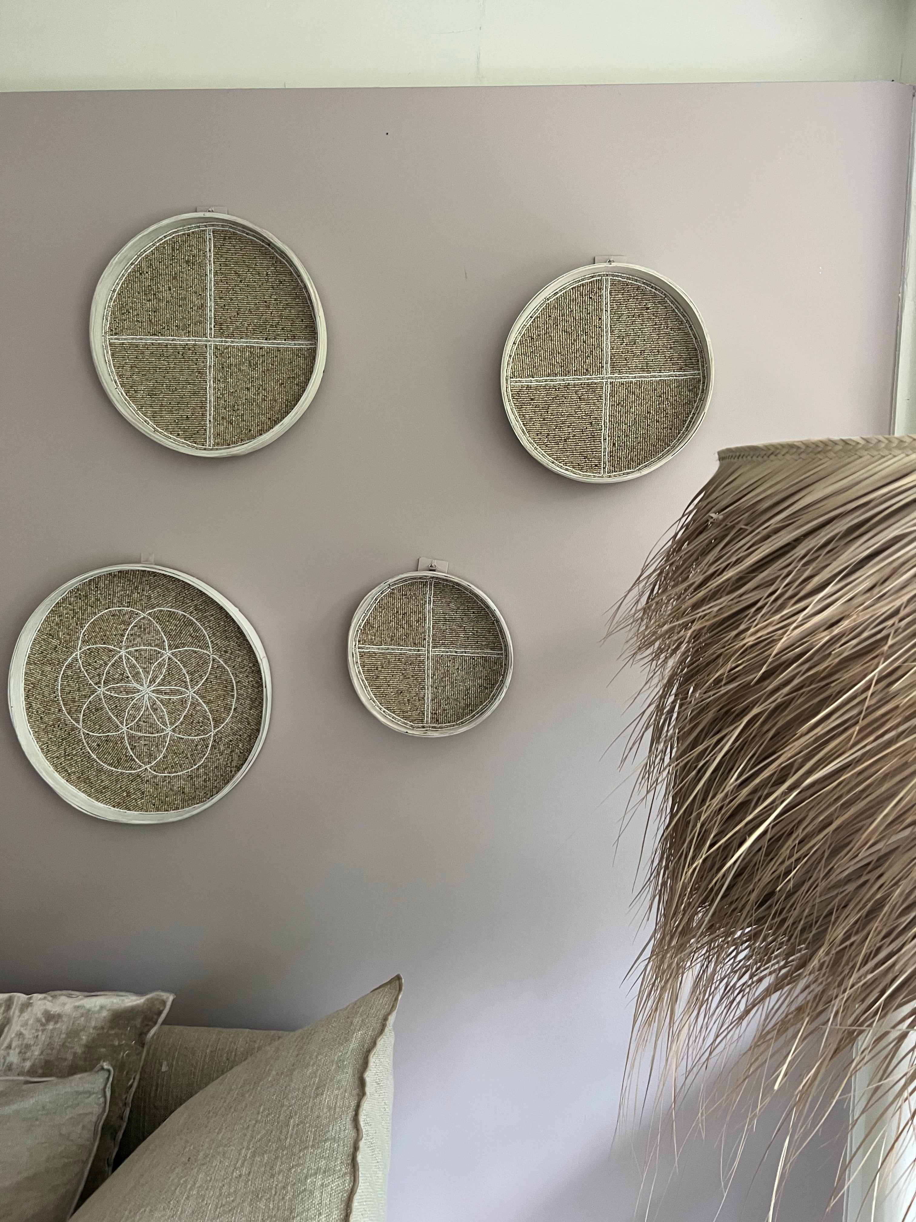 Fully Beaded Fairtrade Wall Basket (45 cm) - Handcrafted Decor | Mandala Stencils
