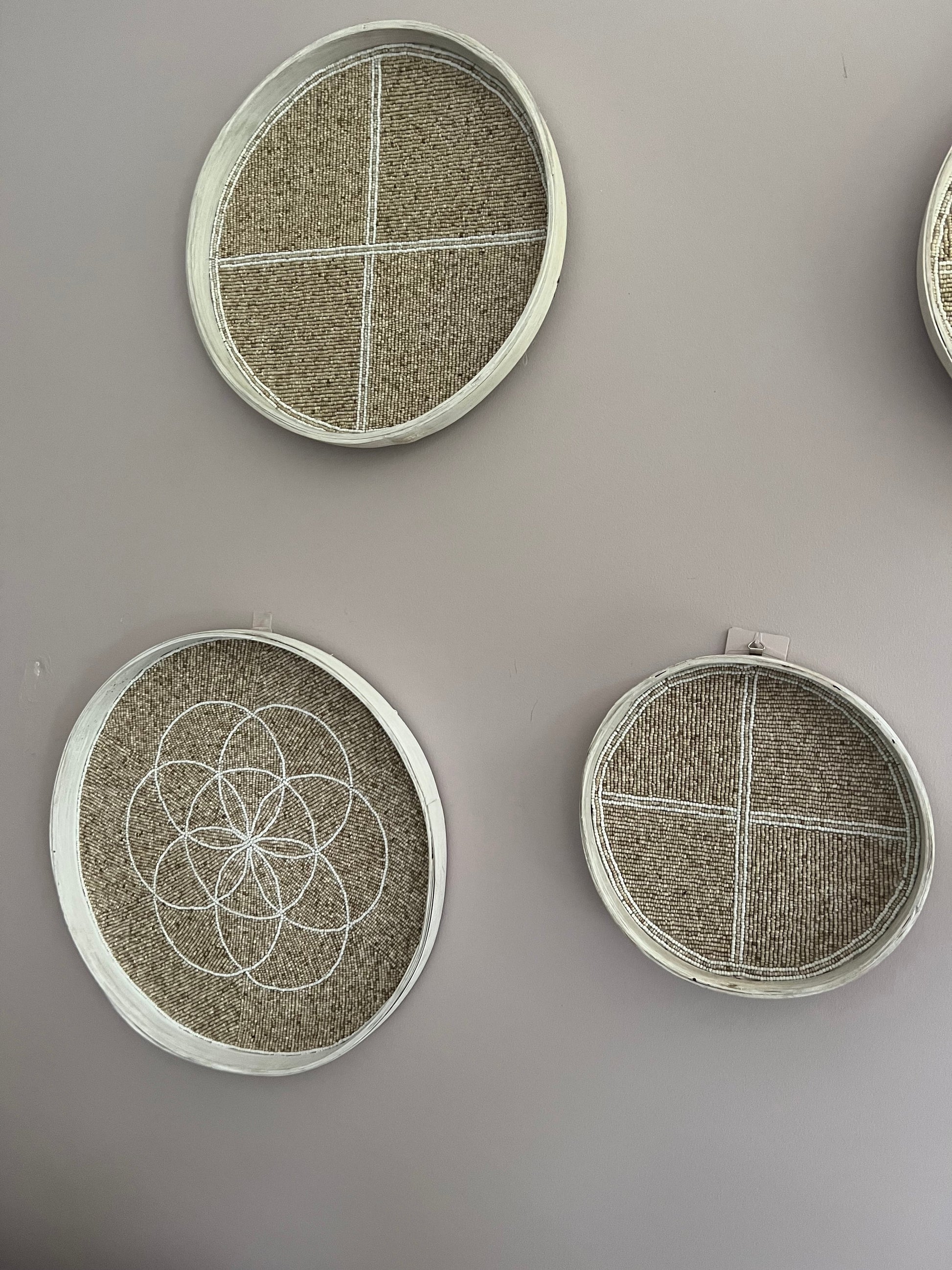 Fully Beaded Fairtrade Wall Basket (40 cm) - Unique Artisan Decor | Mandala Stencils