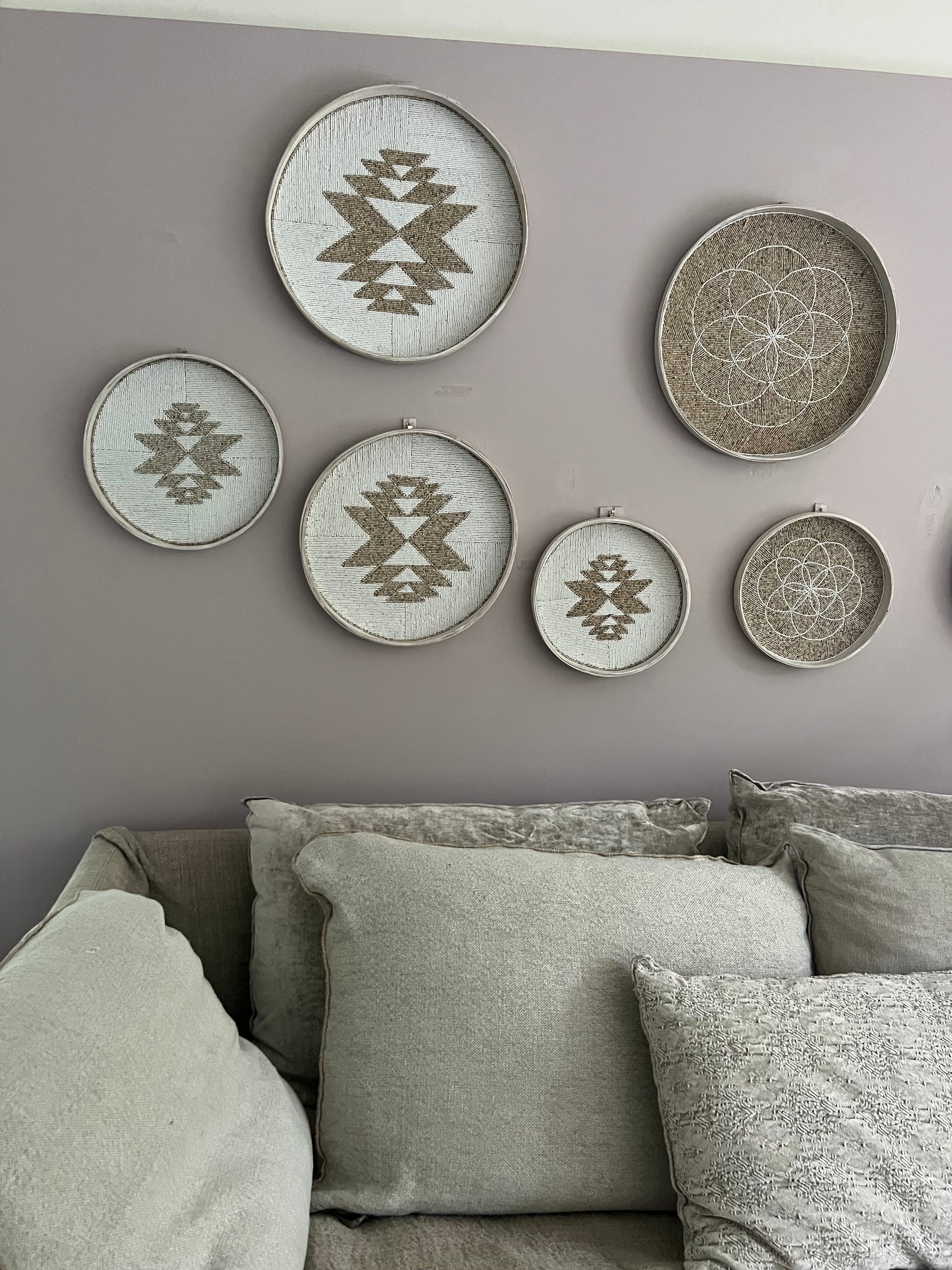 Fully Beaded Fairtrade Wall Basket (45 cm) - Handcrafted Decor | Mandala Stencils