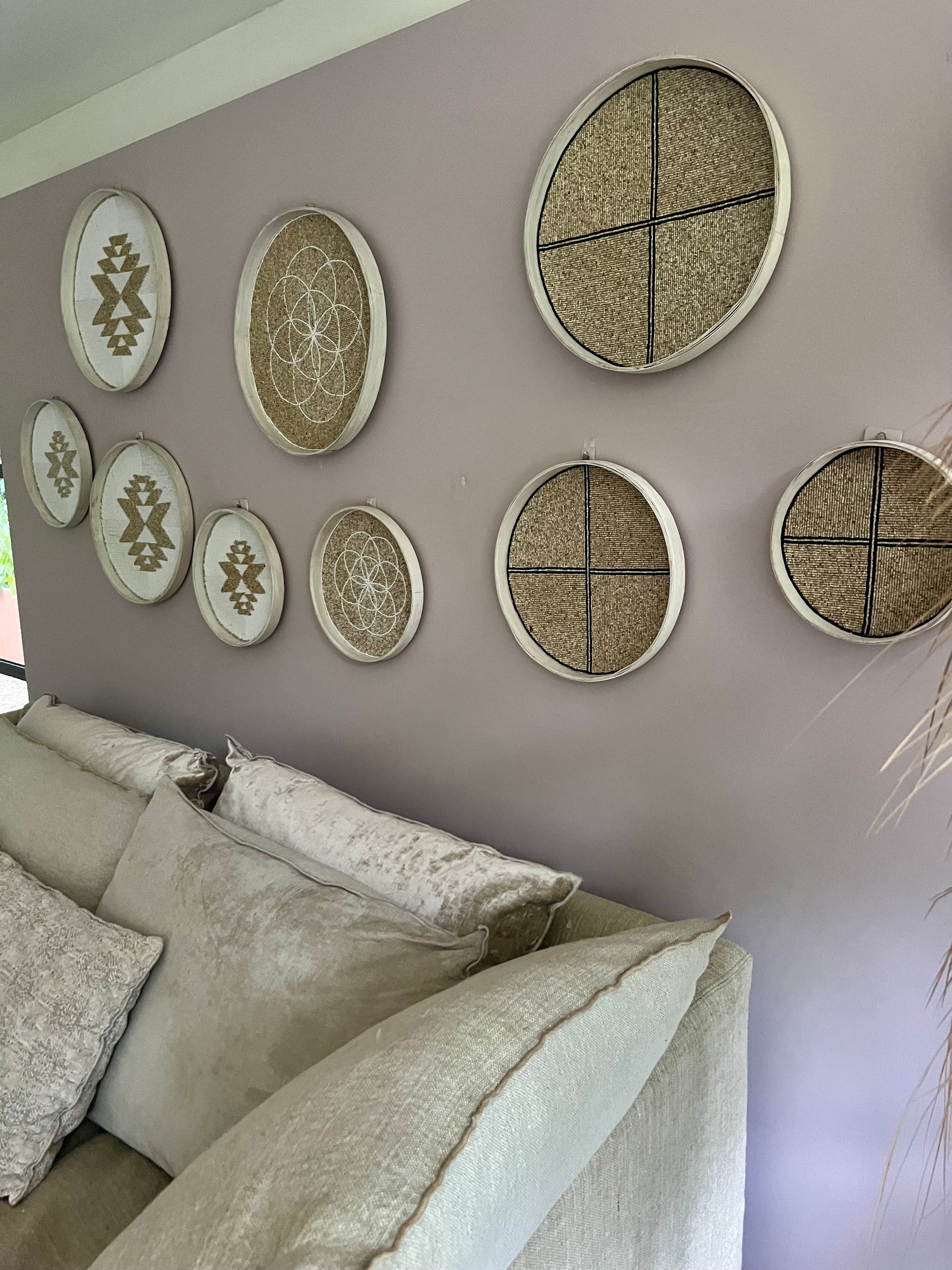 Fully Beaded Fairtrade Wall Basket (45 cm) - Handcrafted Boho Chic Decor | Mandala Stencils