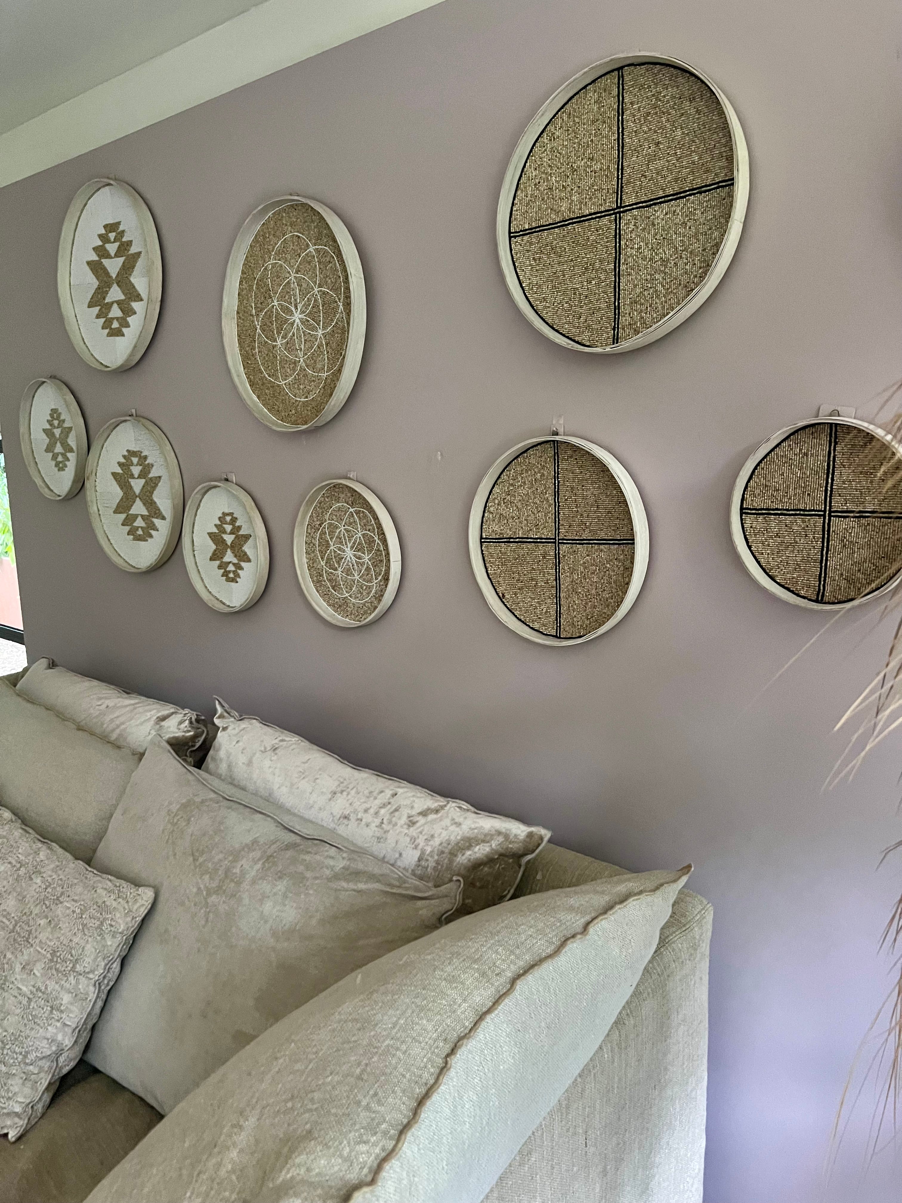 Fully Beaded Fairtrade Wall Basket (45 cm) - Handcrafted Boho Chic Decor | Mandala Stencils