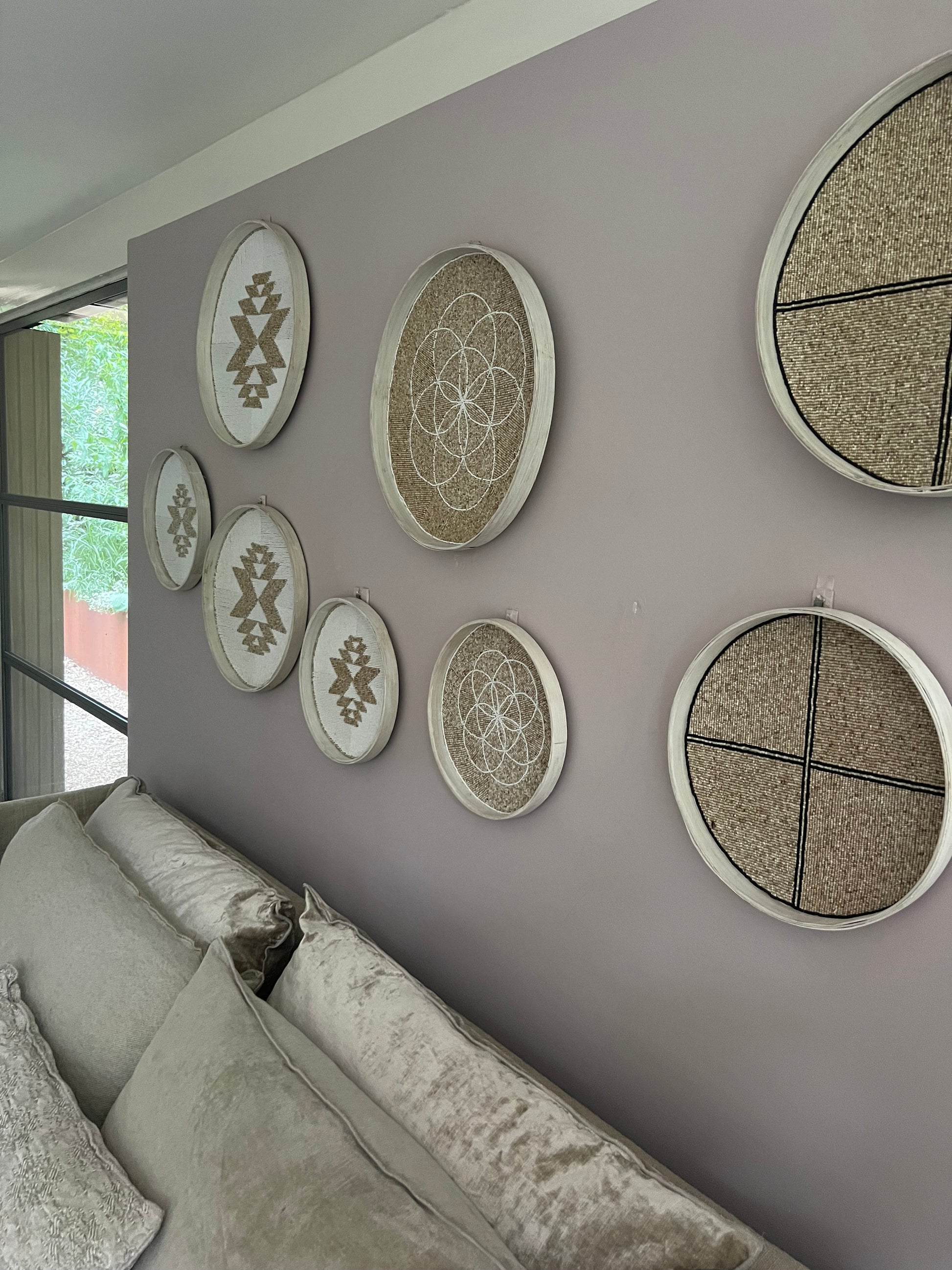 Fully Beaded Fairtrade Wall Basket (45 cm) - Handcrafted Boho Chic Decor | Mandala Stencils