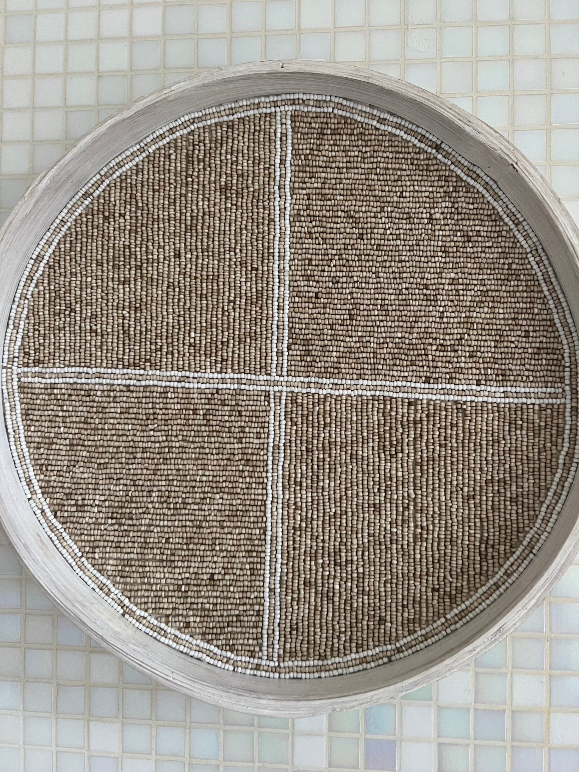Fully Beaded Fairtrade Wall Basket (45 cm) - Handcrafted Decor | Mandala Stencils
