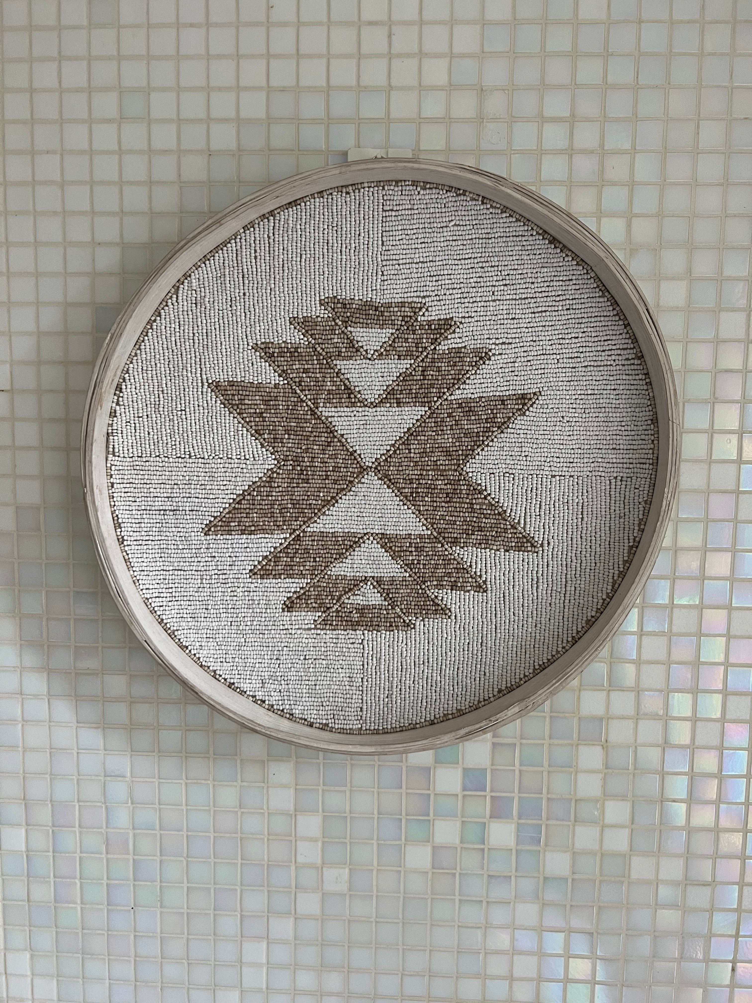 Fully Beaded Fairtrade Wall Basket (40 cm) - Unique Artisan Decor | Mandala Stencils