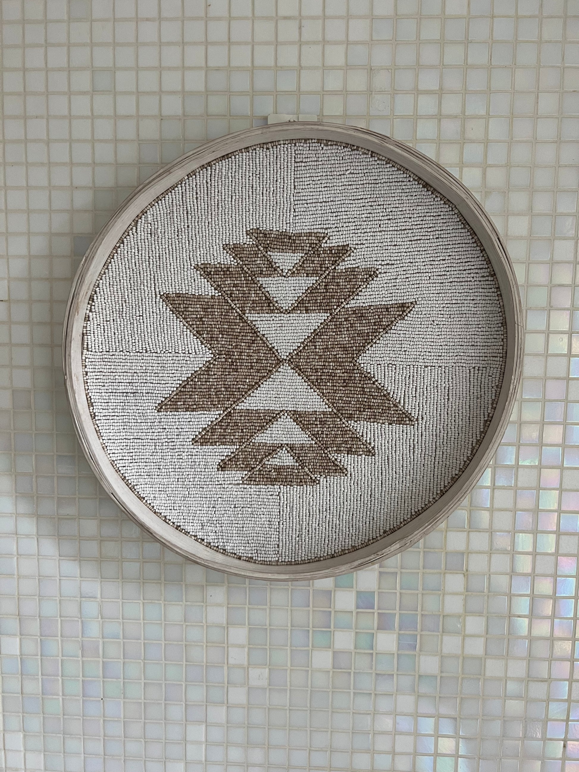 Fully Beaded Fairtrade Wall Basket (35 cm) - Handcrafted Elegance | Mandala Stencils