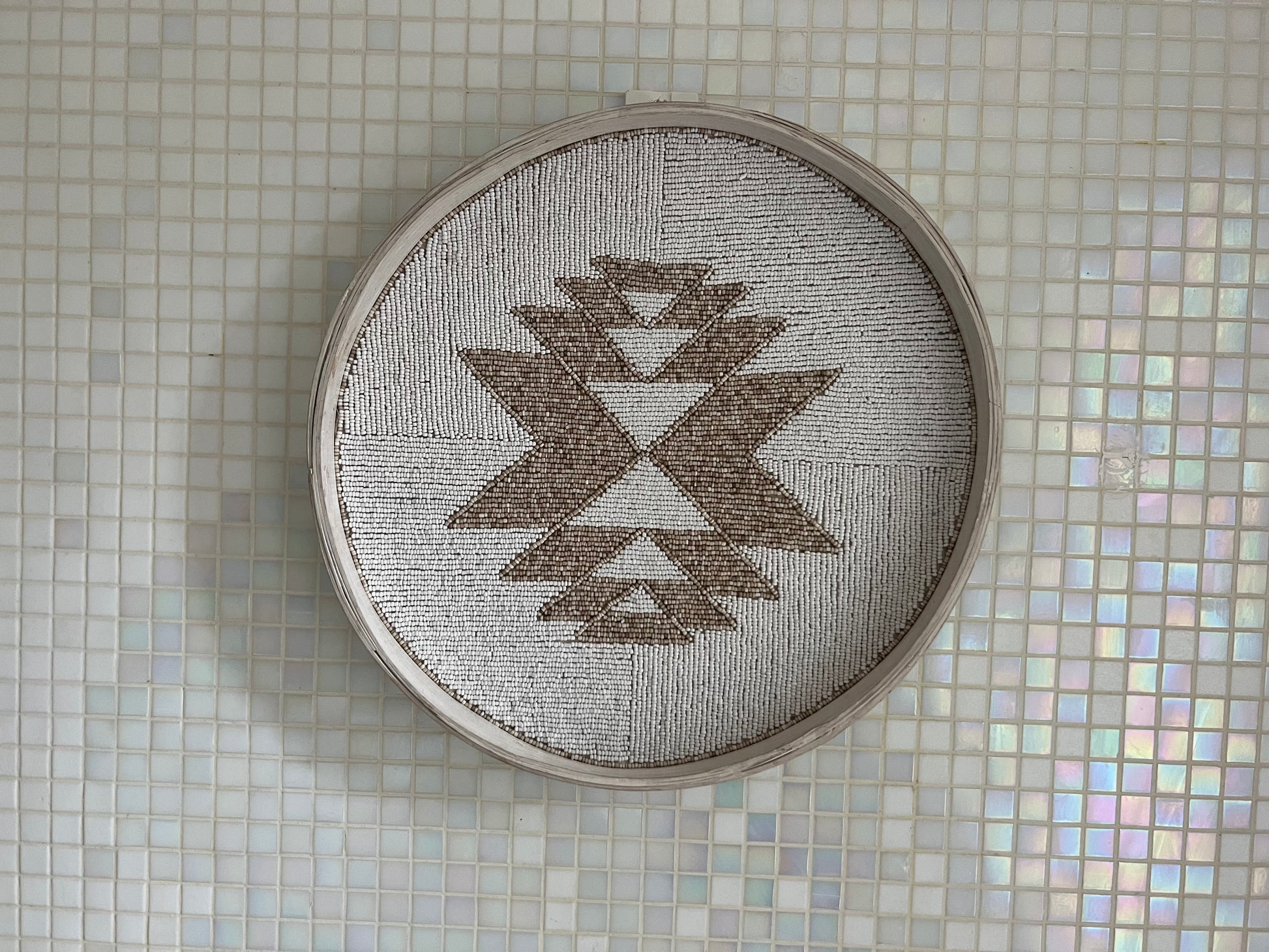 Fully Beaded Fairtrade Wall Basket (40 cm) - Unique Artisan Decor | Mandala Stencils