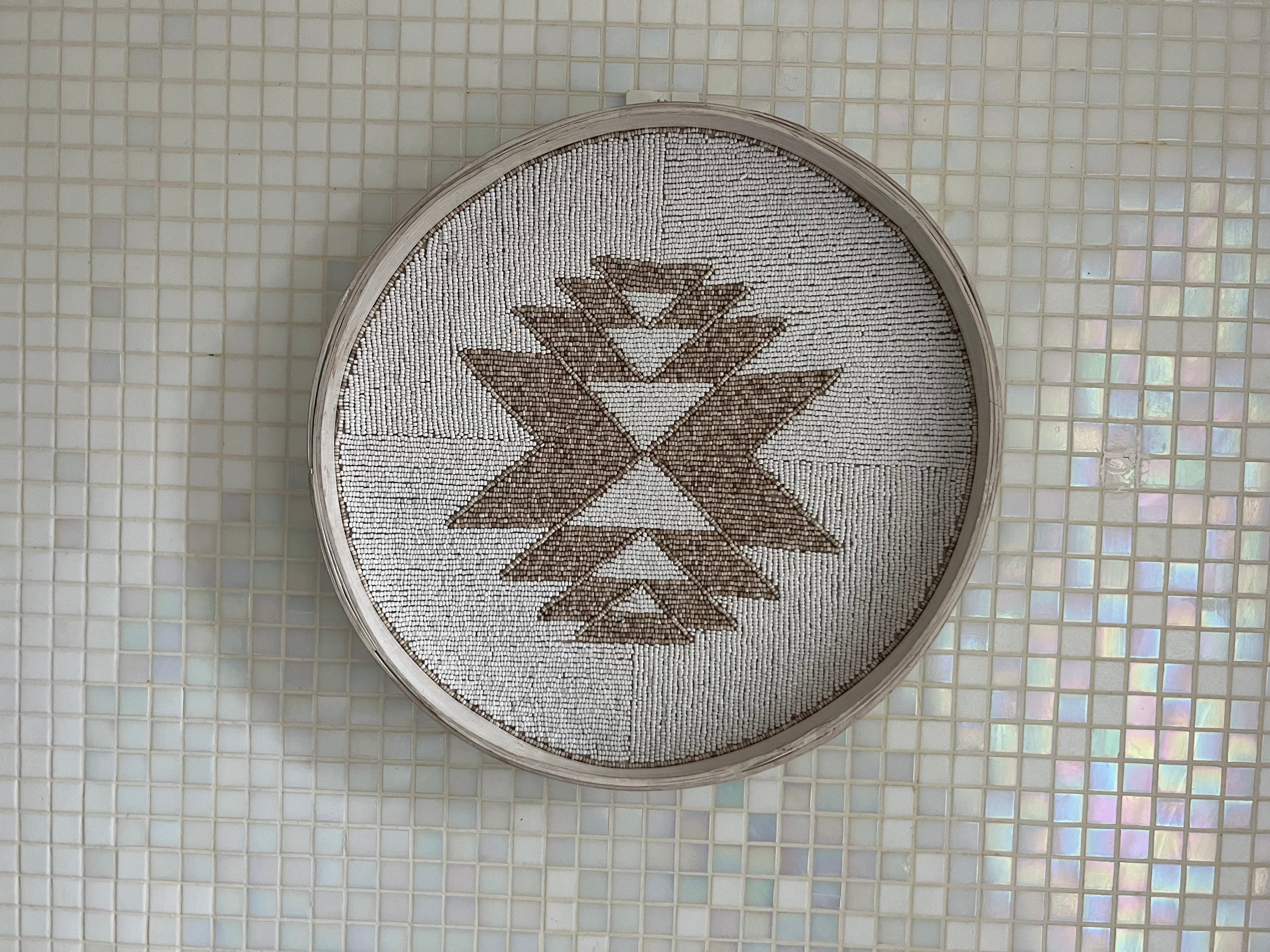 Fully Beaded Fairtrade Wall Basket (40 cm) - Unique Artisan Decor | Mandala Stencils