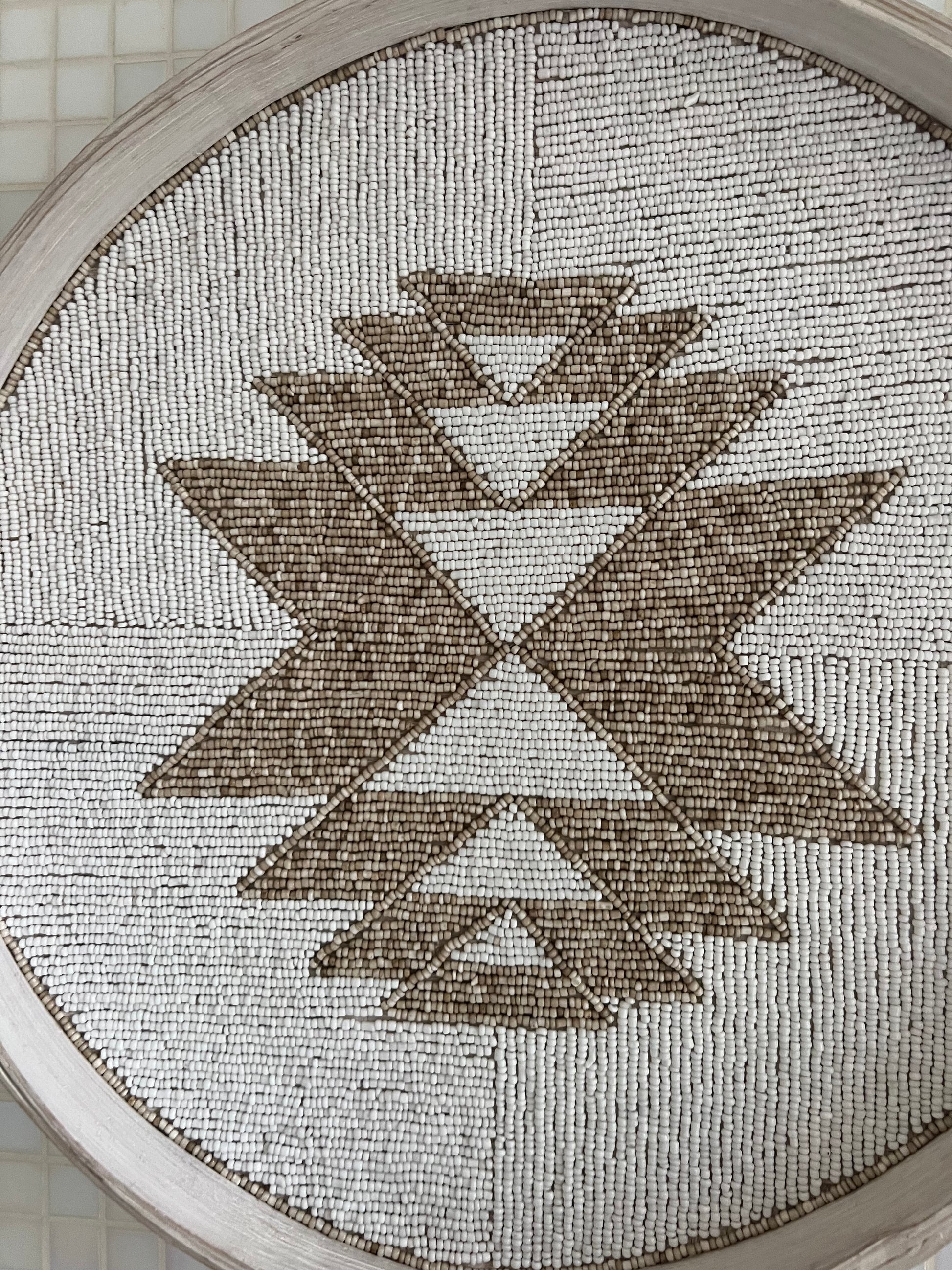 Fully Beaded Fairtrade Wall Basket (35 cm) - Handcrafted Elegance | Mandala Stencils