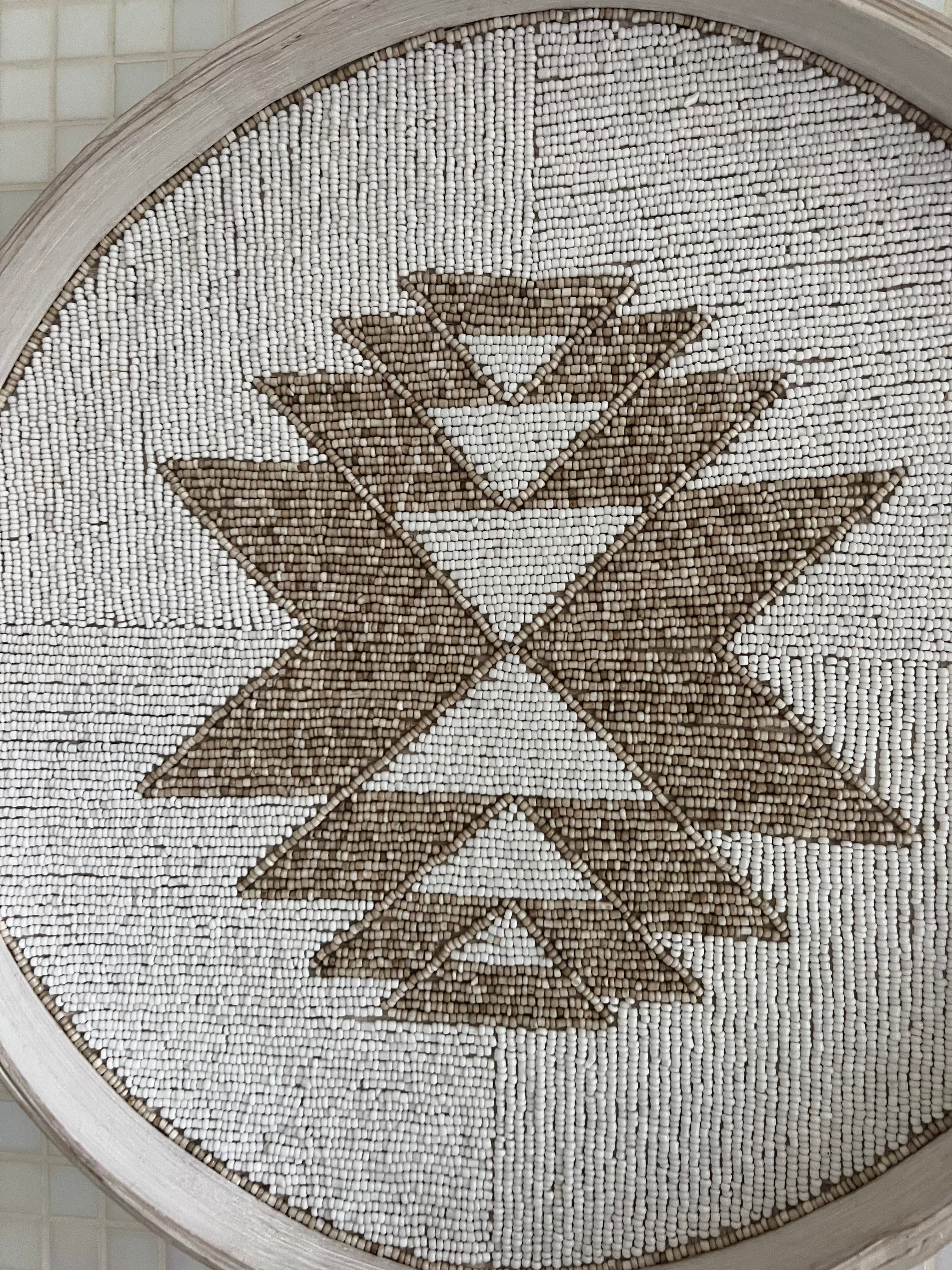 Fully Beaded Fairtrade Wall Basket (35 cm) - Handcrafted Elegance | Mandala Stencils