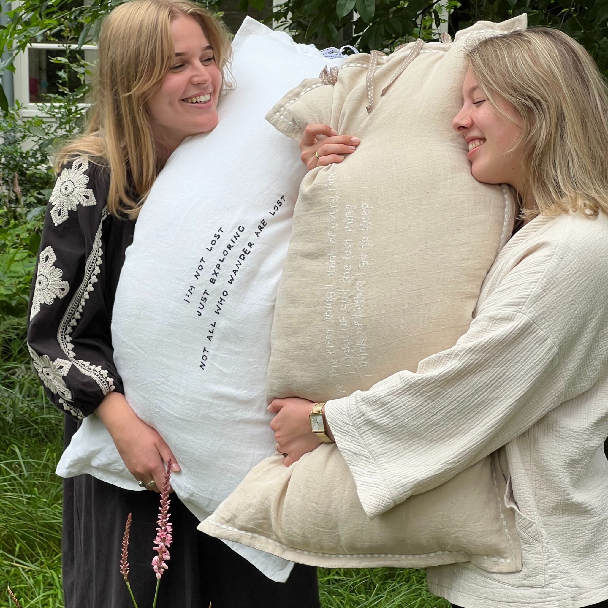 Linnen Pillow + Filling | Don't Talk Just Kiss Me | Natural