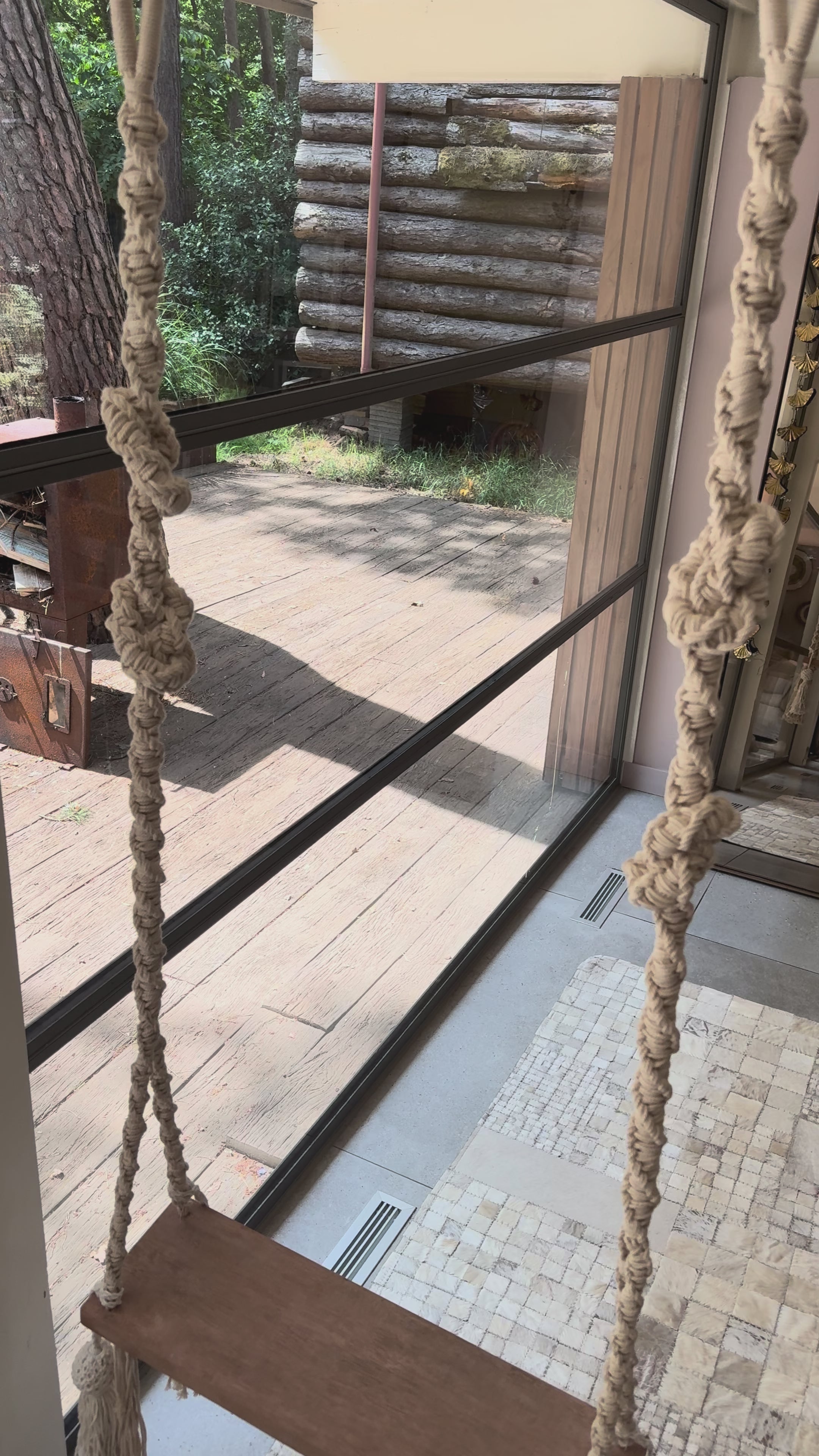 Load video: Swing with crochetwork decoration