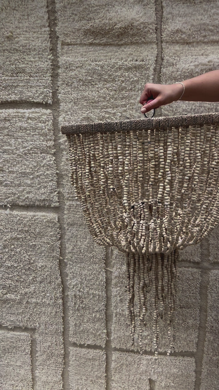 Load video: Beaded Hanging Lamp - Natural | Wood