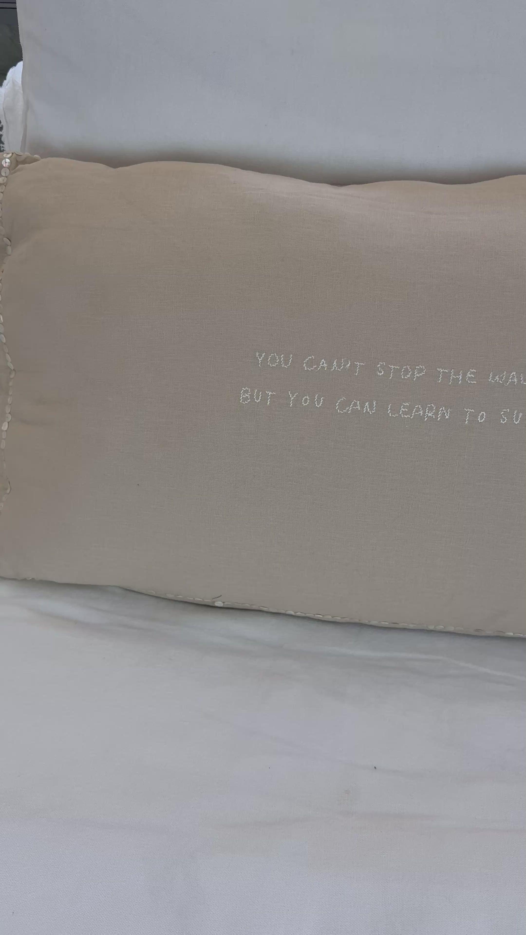 Load video: Linnen Pillow + Filling | Can’t Stop The Waves | Natural