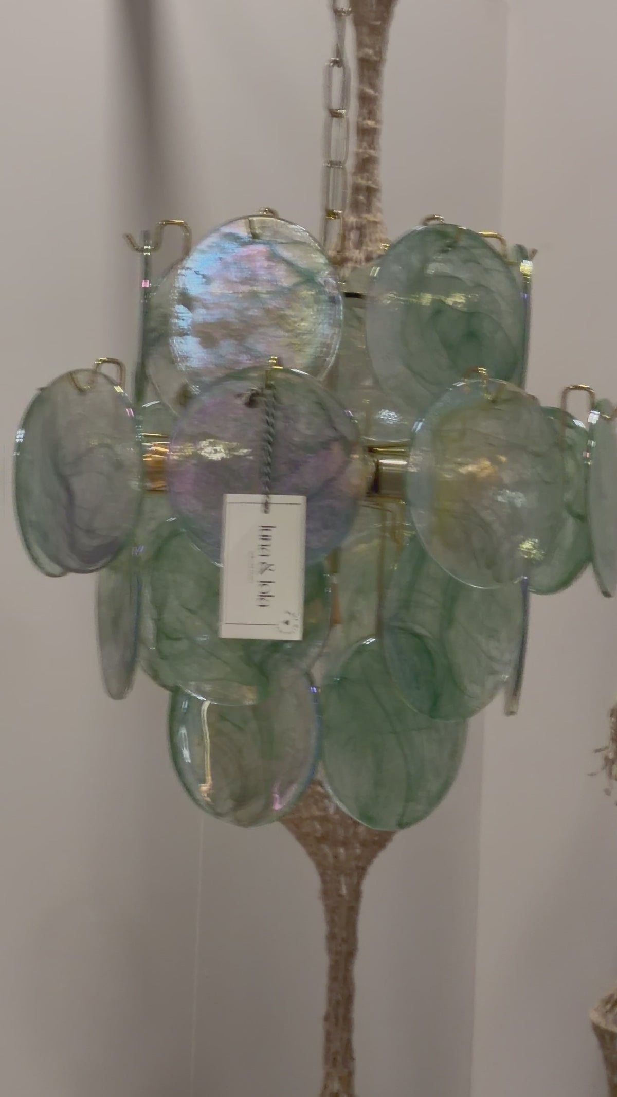 Video laden: Laguna · Murano Mundgeblasene Glas-Hängelampe · Grün · 45 x 45 cm