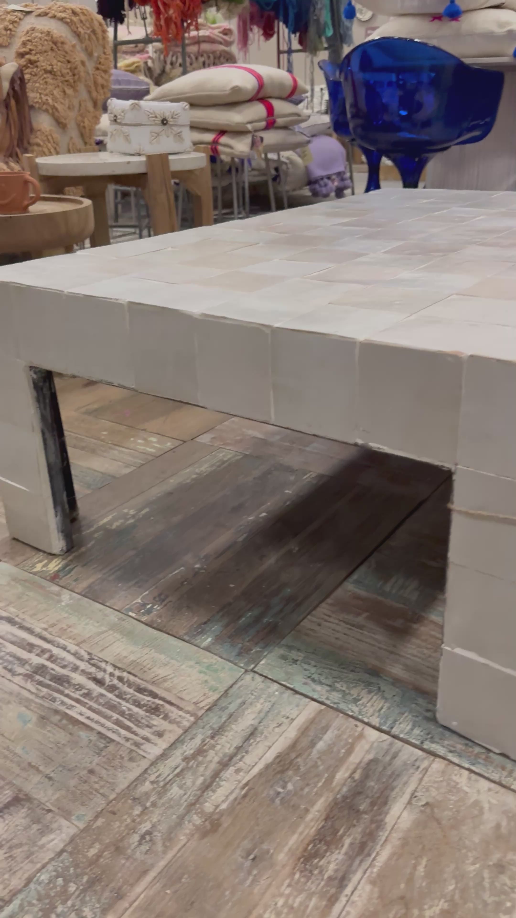 Video laden: Salon tafel tegel wit 120 x 80 cm