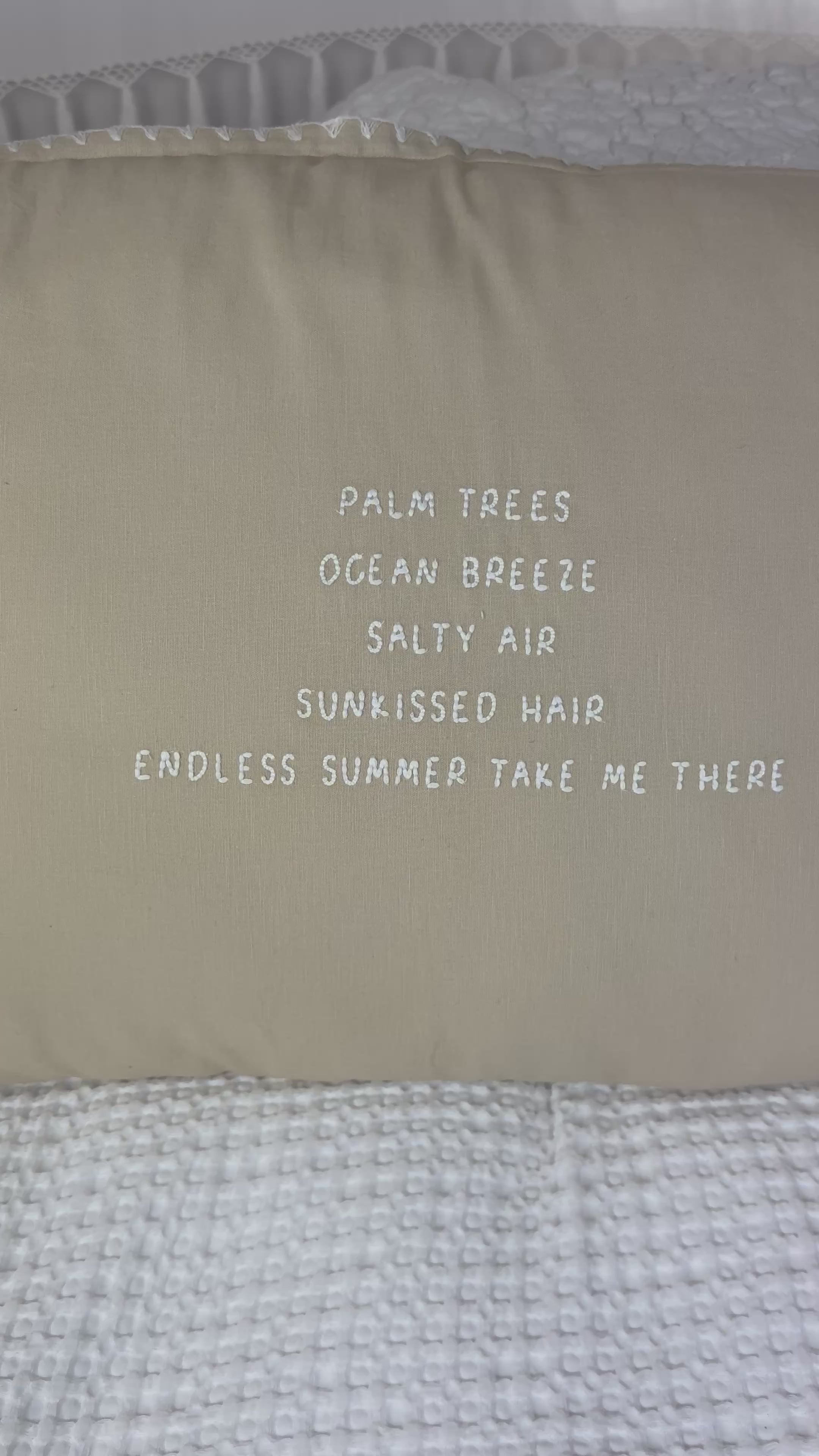 Load video: Linnen Pillow + Filling | Palm Trees Ocean Breeze | Natural